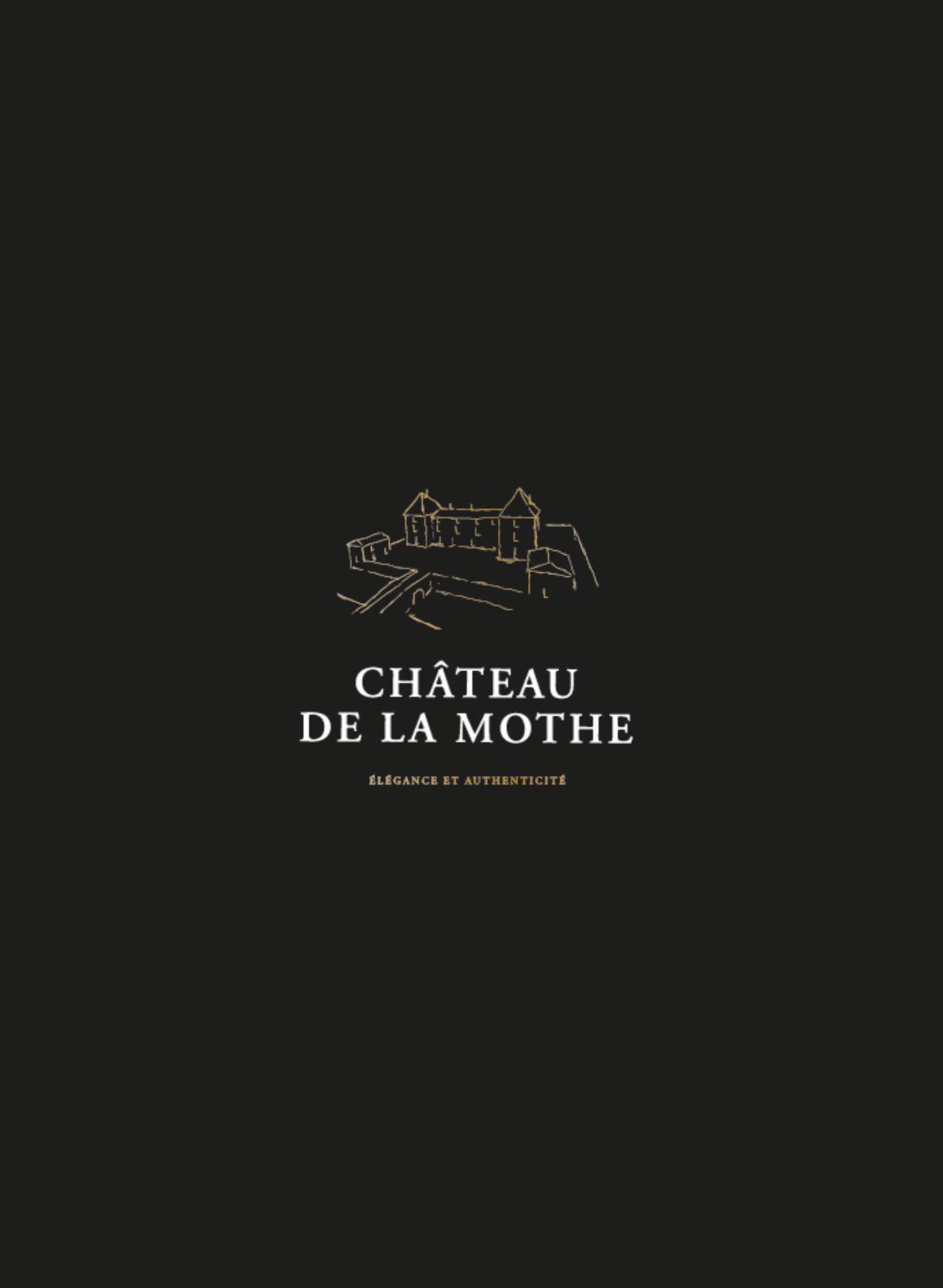Elegant black logo design for Chateau de la Mothe featuring a minimalist castle illustration.