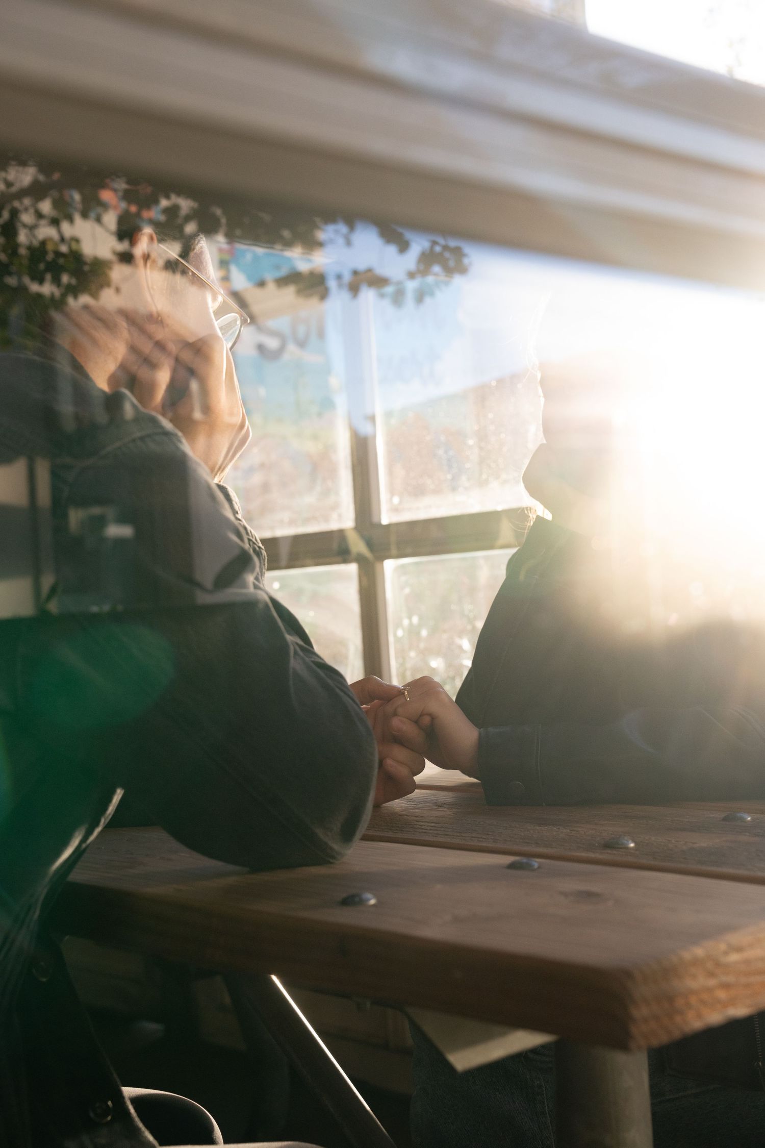 Sunlit interior photos with soft lighting and window reflections.