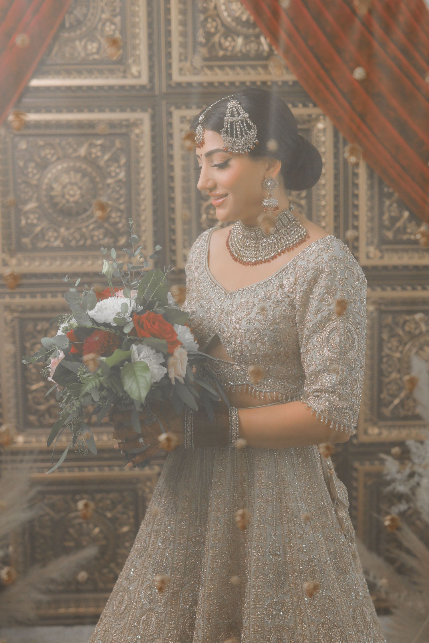 Bride in traditional outfit during bridal morning preparations, Vancouver wedding photography fahad