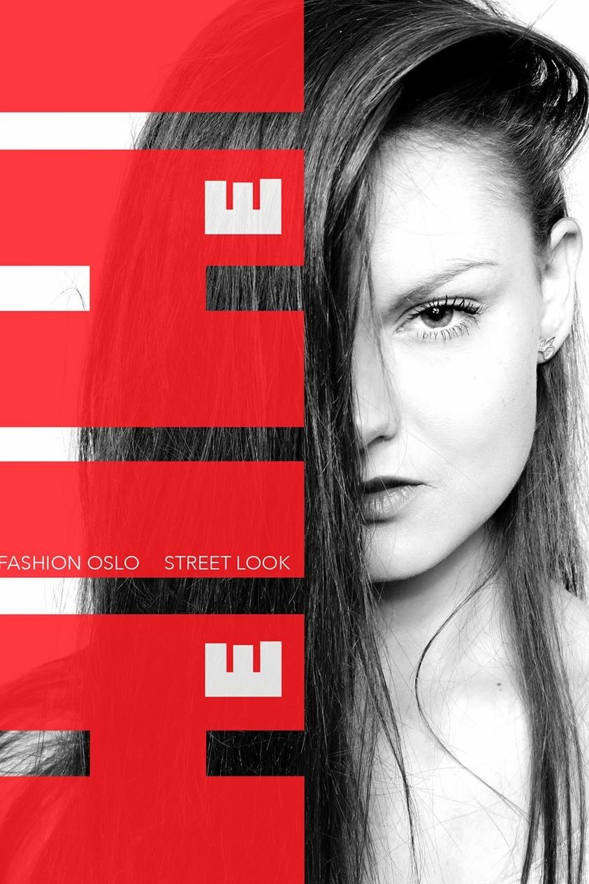 Bold fashion magazine cover featuring a young woman with red graphic overlay, Fashion Oslo Street Look.
