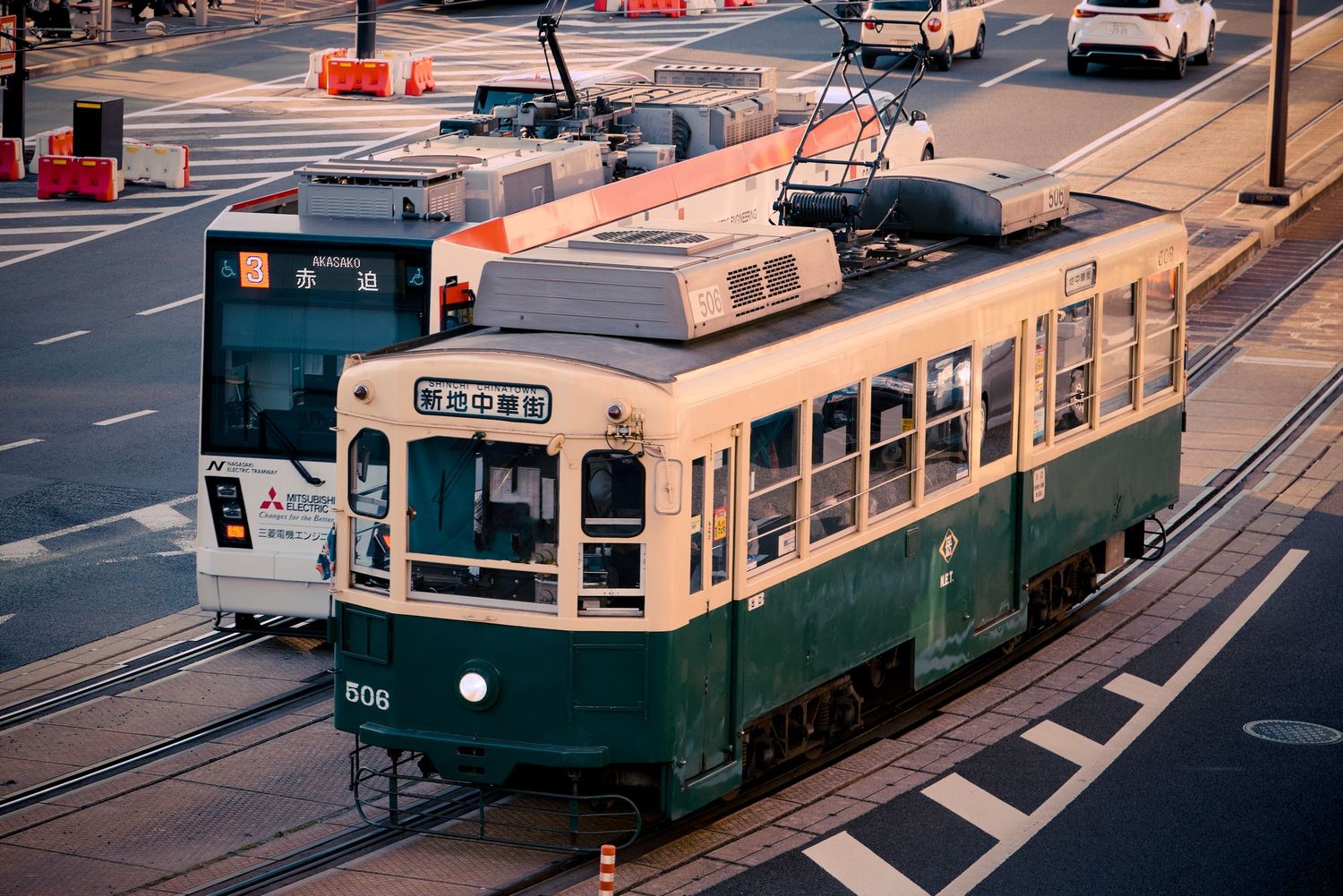 Trams of Nagasaki, Japan.