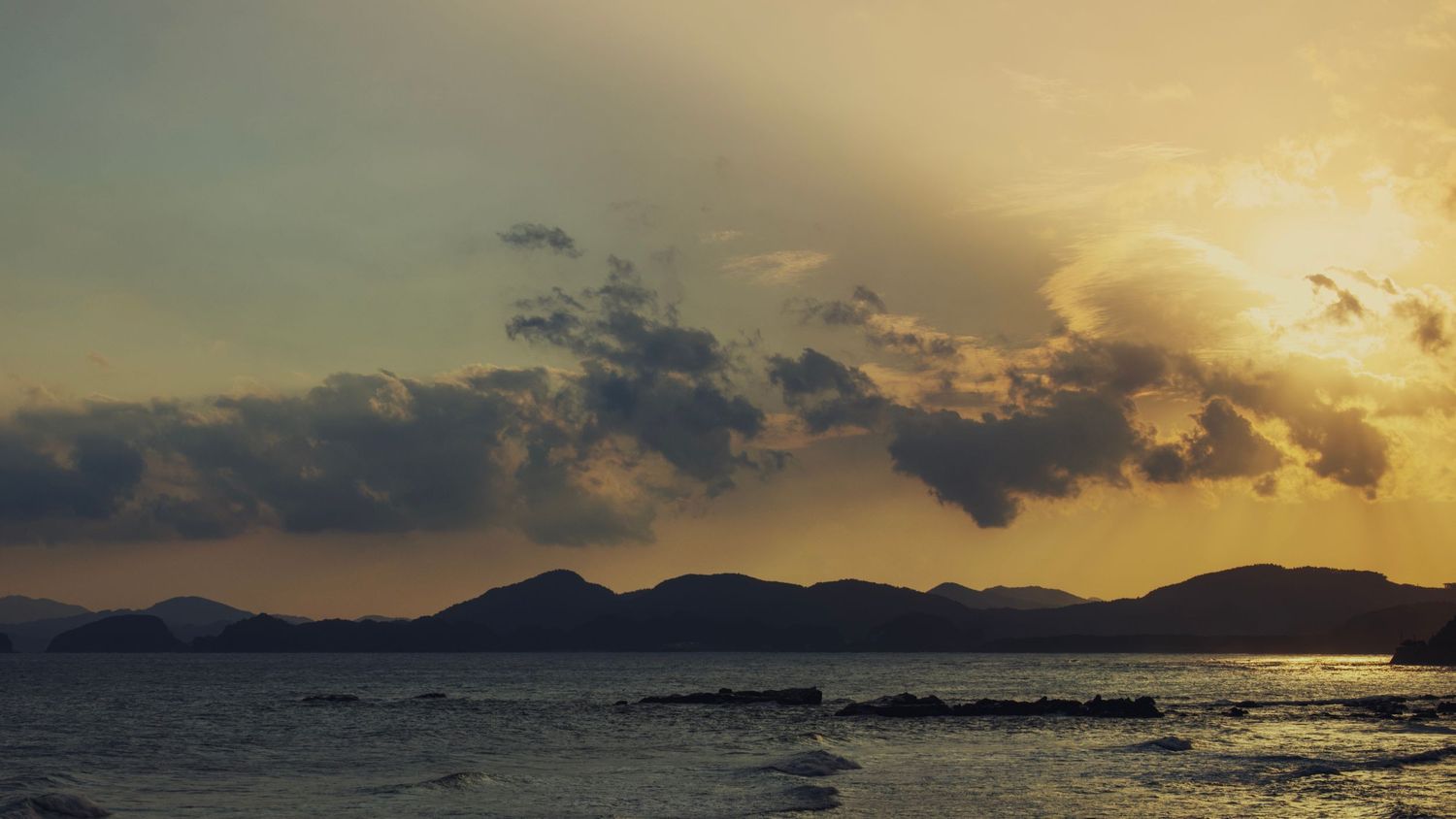 Sunset over the Pacific ocean from Kyushu Island, Japan.