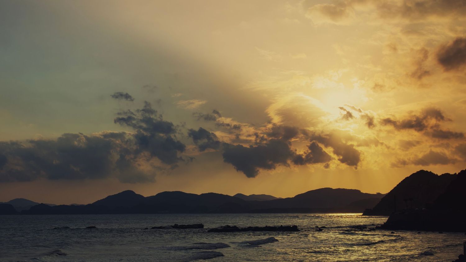 Sunset over the Pacific ocean from Kyushu Island, Japan.