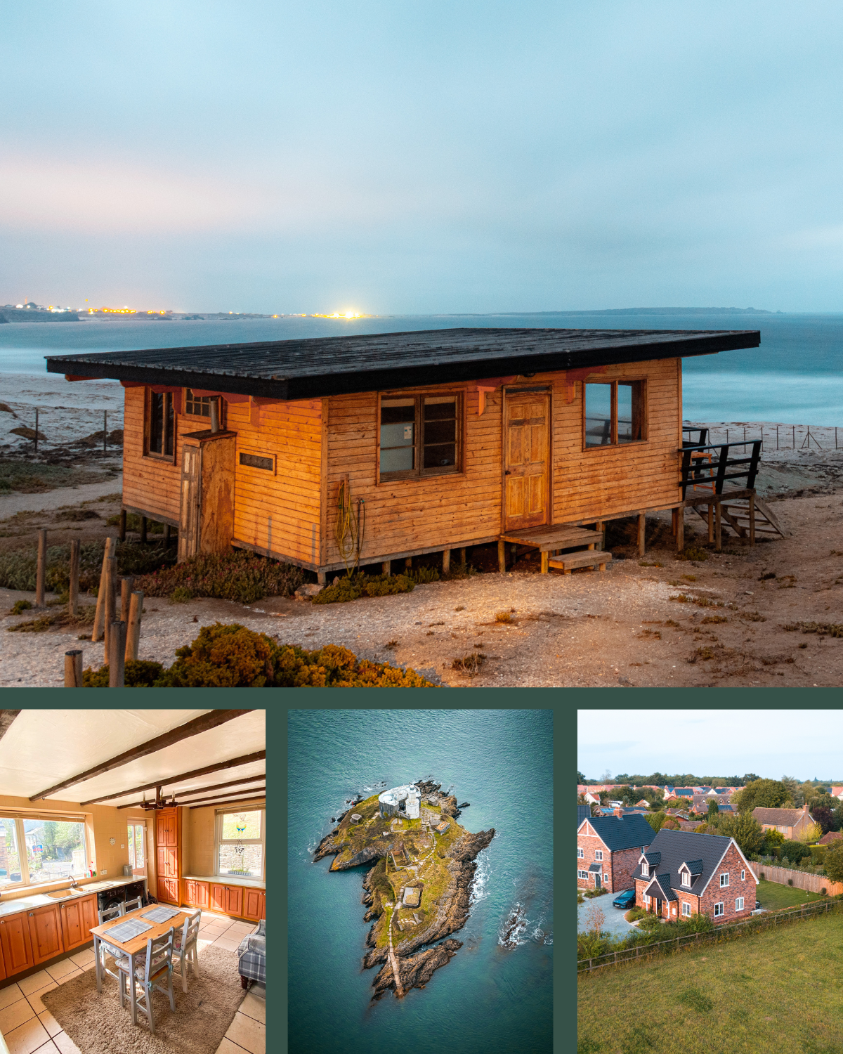 A collage of drone and property photography
