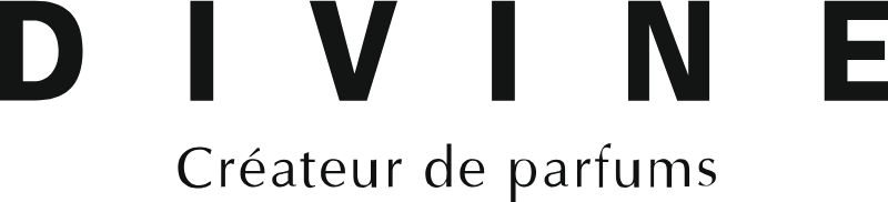Divine Créateur de parfums luxury French perfume brand logo in elegant black typography on white background.