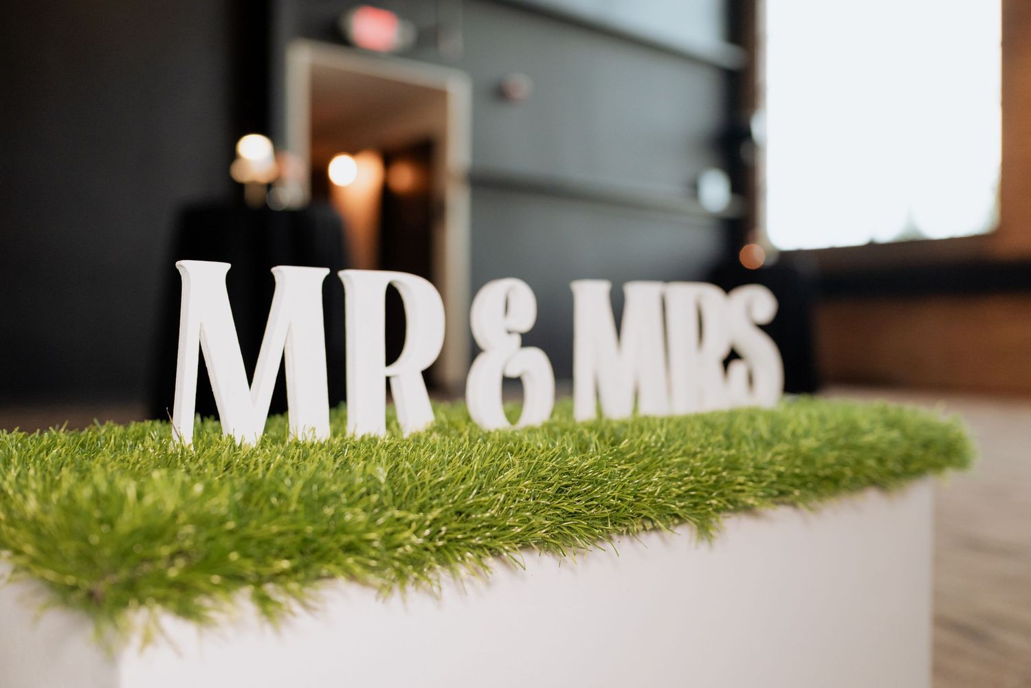 Cocktail Hour Wedding Reception Guest Entertainment Portable Mini Golf Putt Putt Golf Mr and Mrs Whimsical Garden Theme