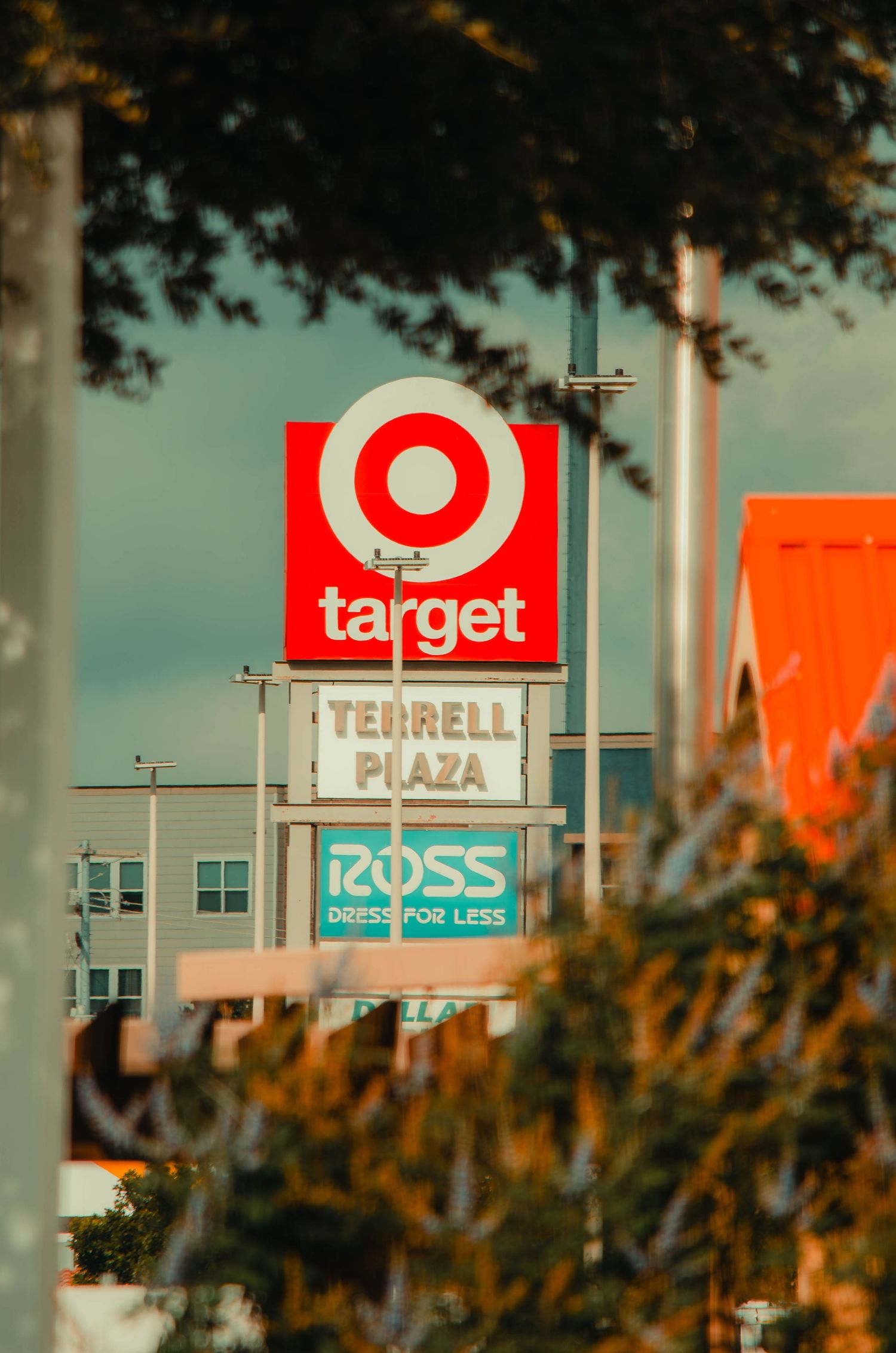 Target and Ross Dress for Less signs at Terrell Plaza shopping center.