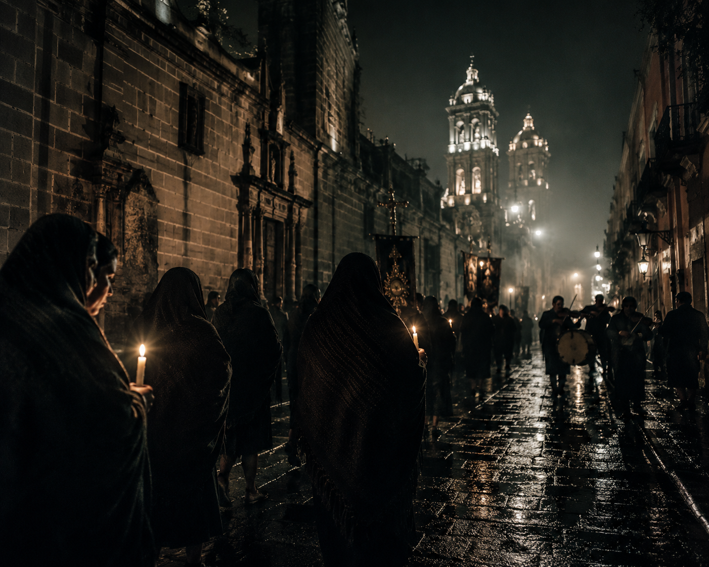 Candlelit procession in Puebla, Mexico exploring luxury cultural tourism, heritage, and sensory travel experiences.