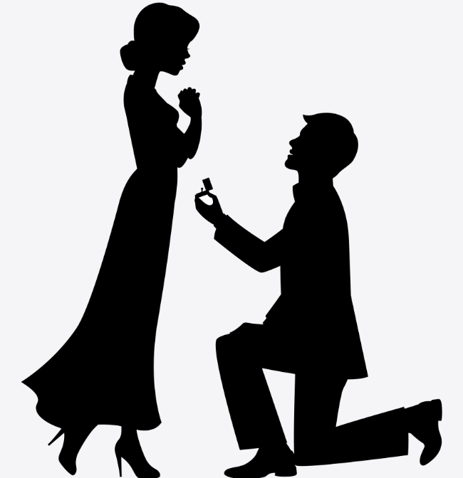 Silhouette of a marriage proposal