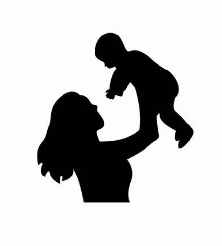 Silhouette of a mother lifting a child