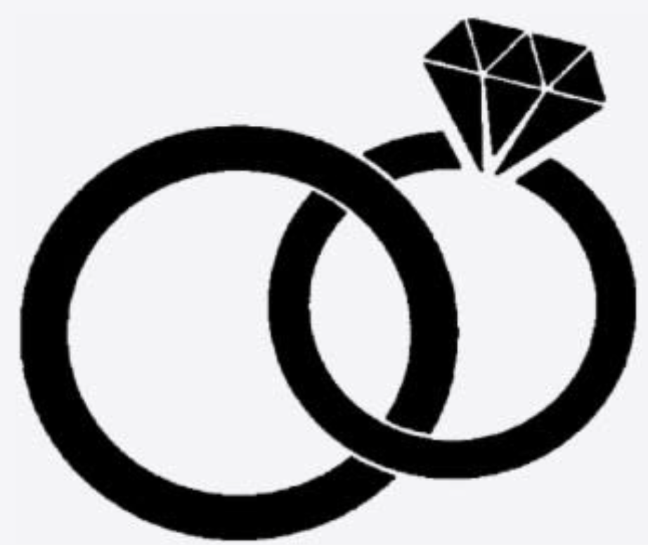 Black wedding rings icon with diamond