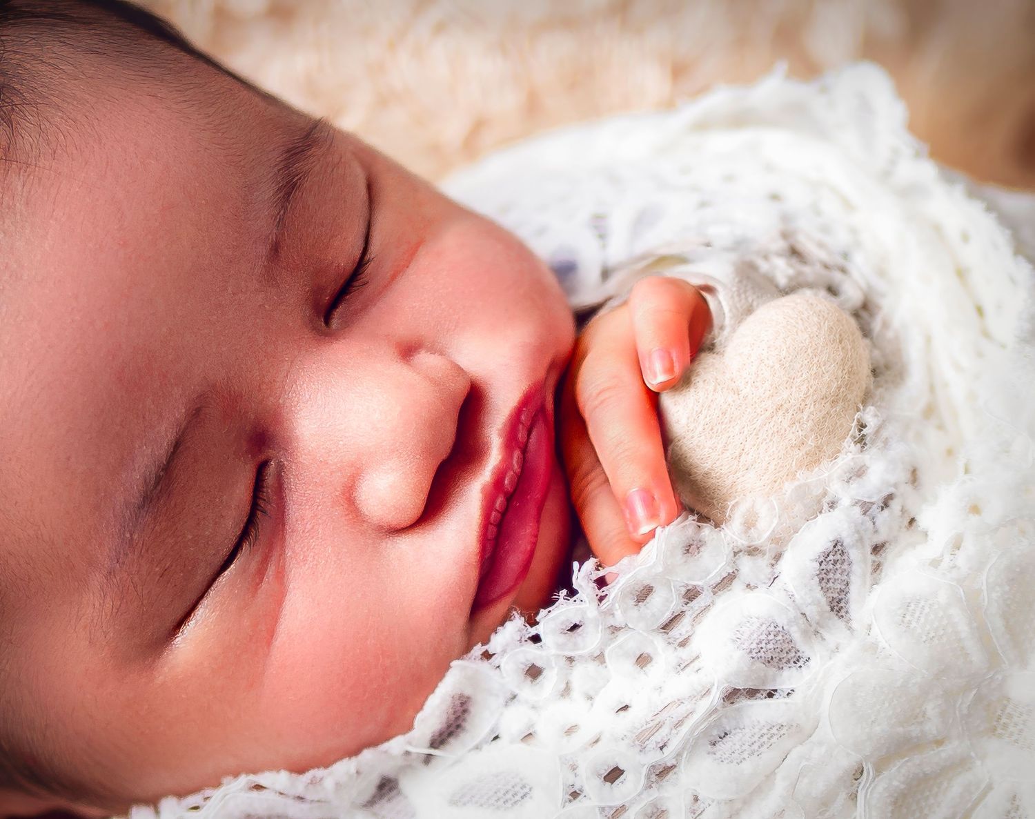 In studio Hillcrest North Shore, Close-up portrait of sleeping newborn baby – newborn photography Auckland North Shore
