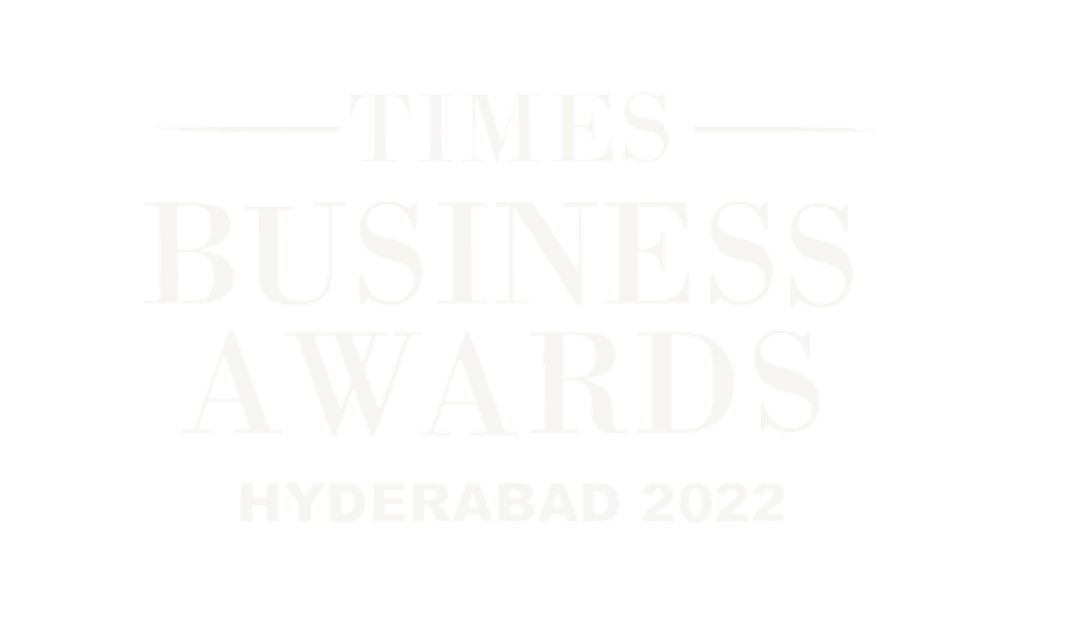 Times Business Awards Hyderabad 2024 logo in elegant white typography on a light background.