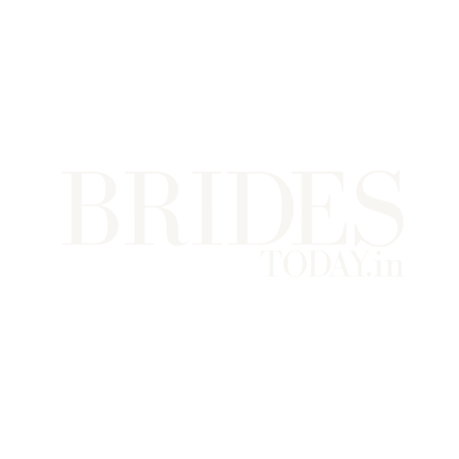 Brides Today magazine logo in elegant white serif font on a clean white background.