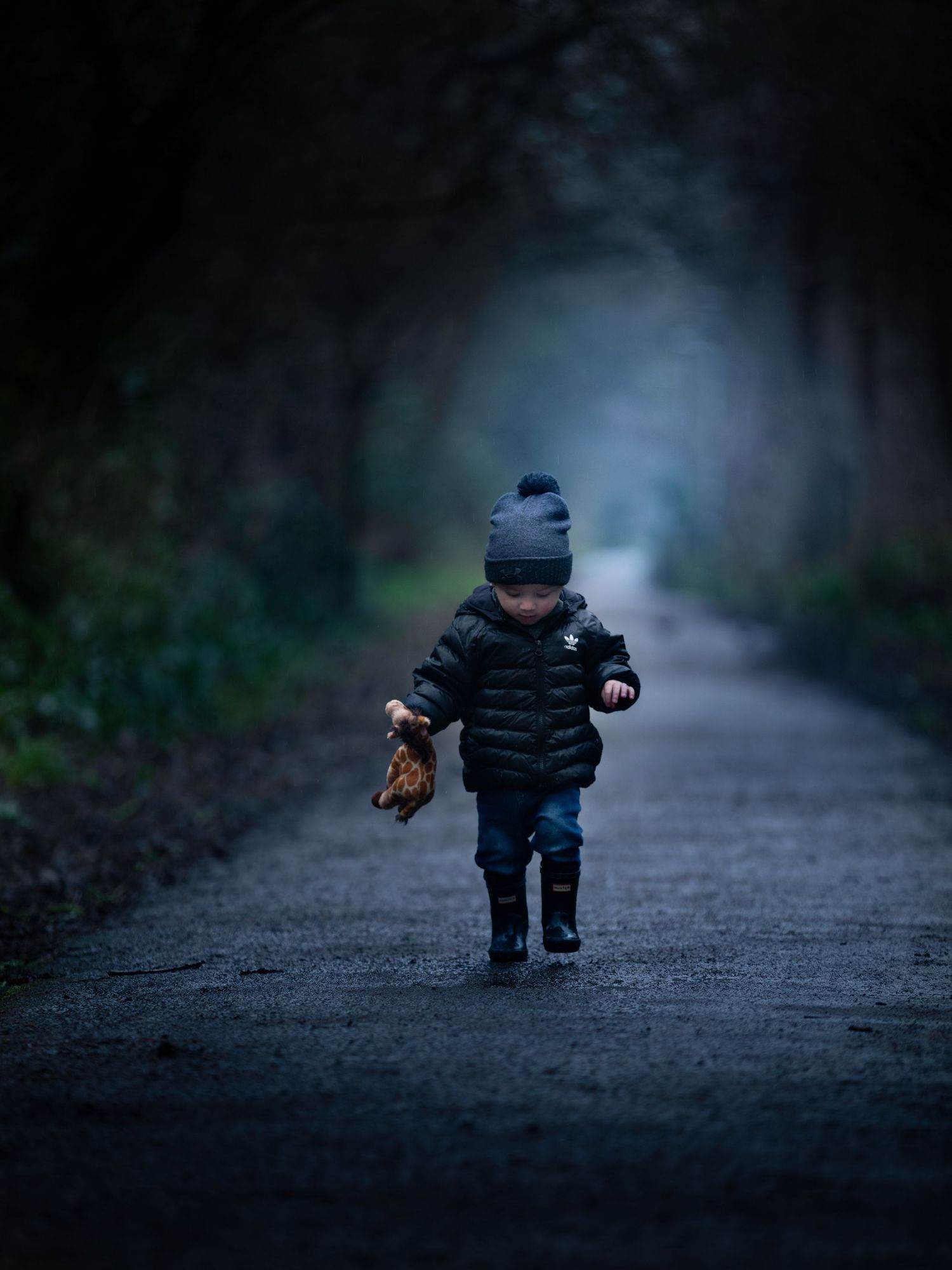 Small child in dark winter coat walking on a misty forest path.

Sutton Village Hull