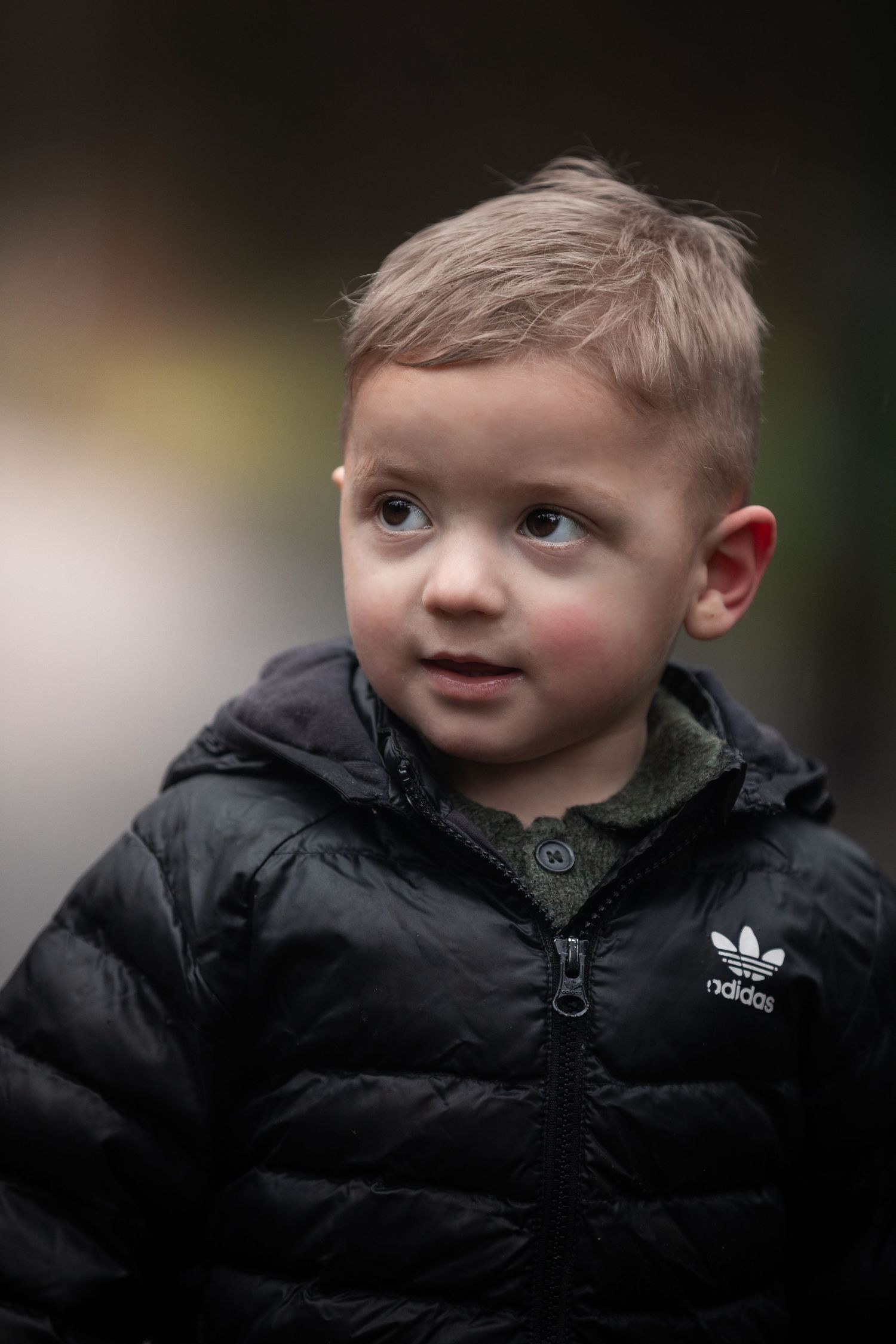 An adorable young boy in a black Adidas puffer jacket gazes thoughtfully into the distance outdoors.

Sutton Village Hull