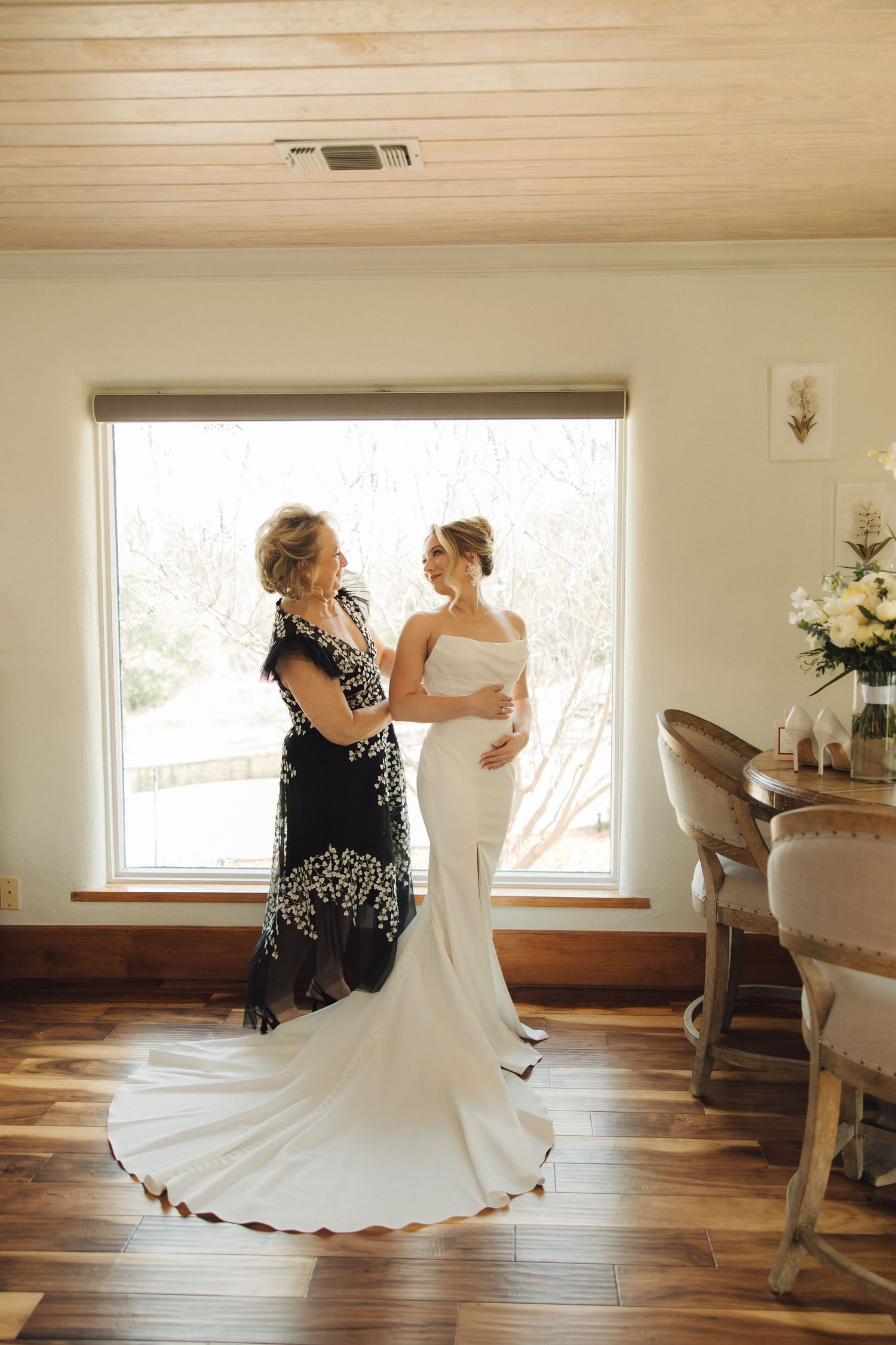 Series of photos capturing spinning movement of a wedding dress in an indoor setting.