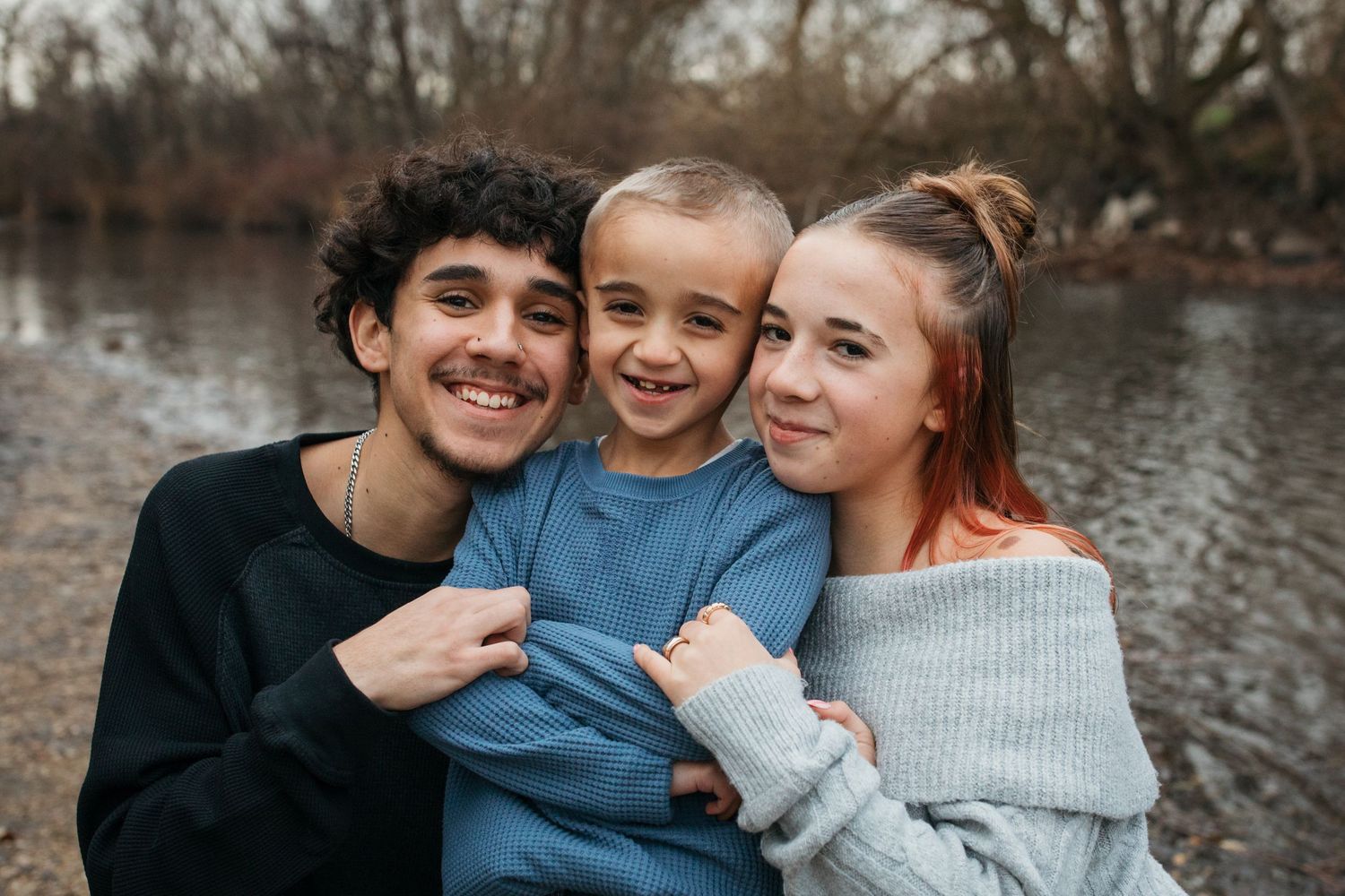 Sibling portrait during a lifestyle family photography session near the Boise River in Eagle Idaho