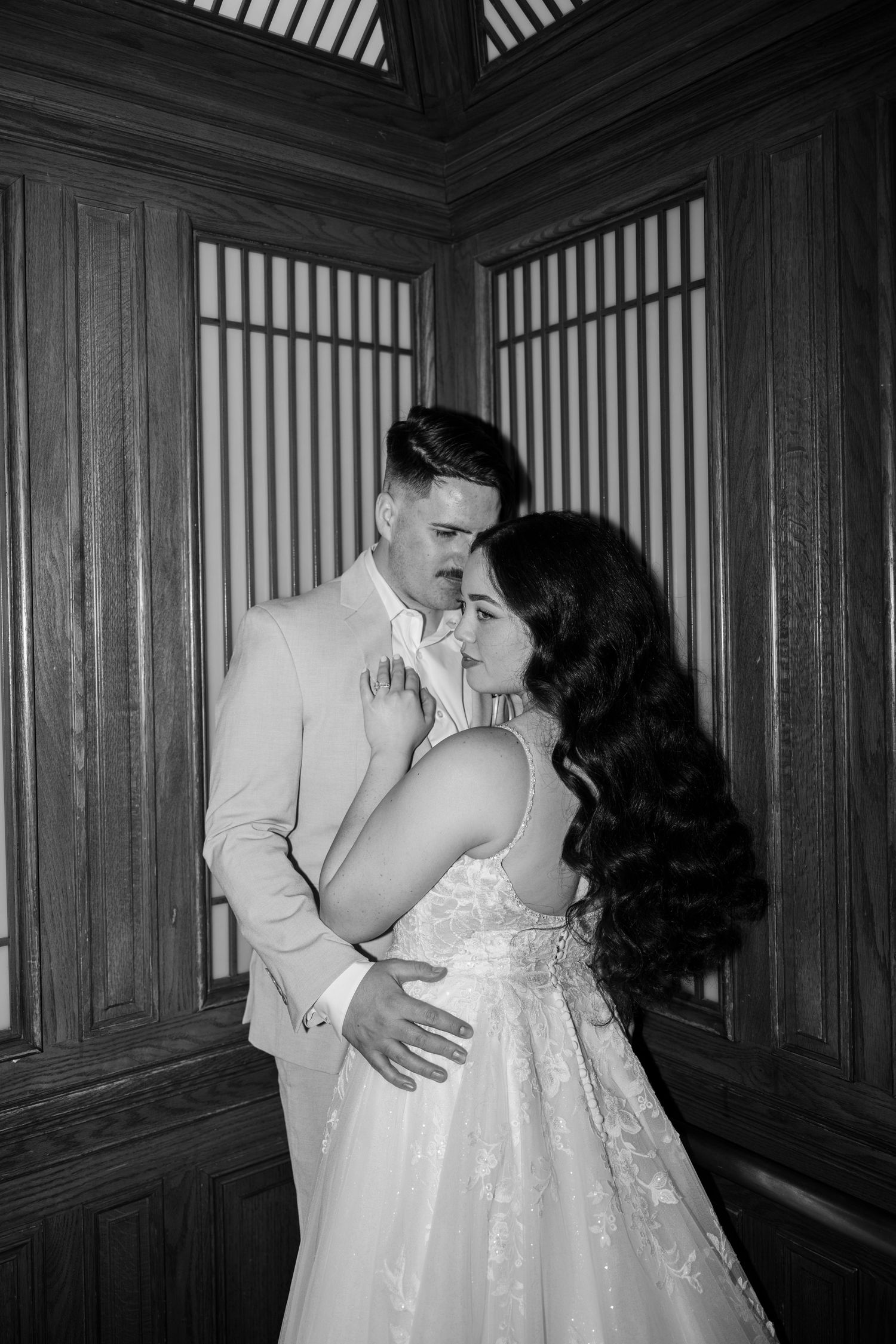 eloping couple in elevator during romantic day in san francisco. bay area elopement photographer
