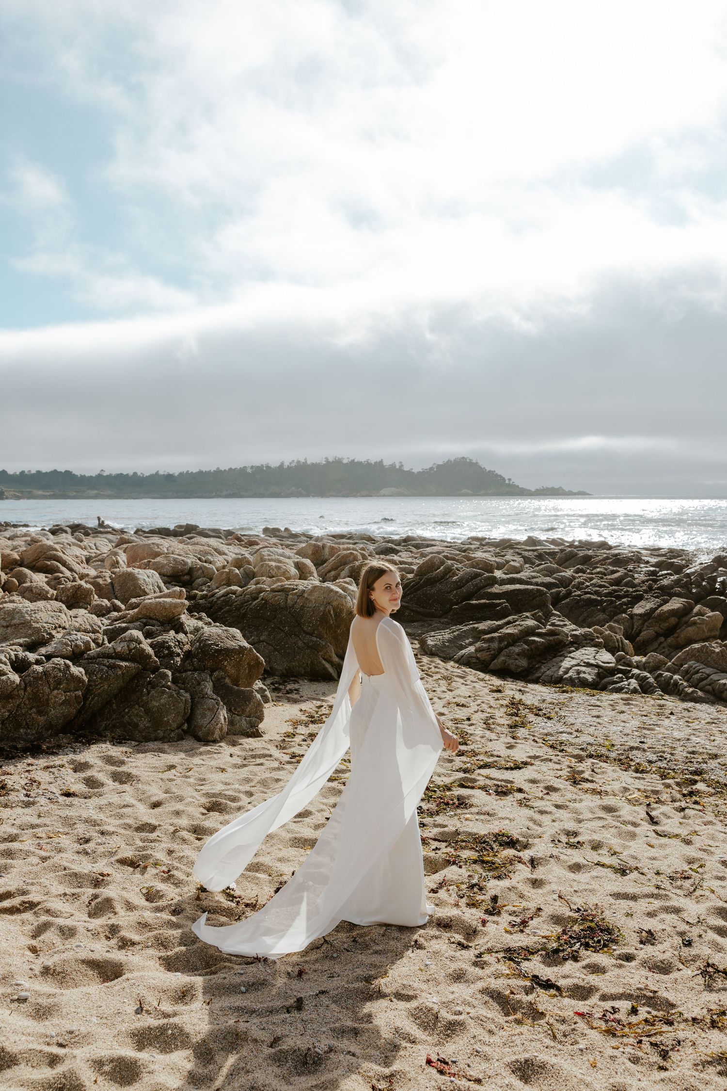 portrait of bride on beach