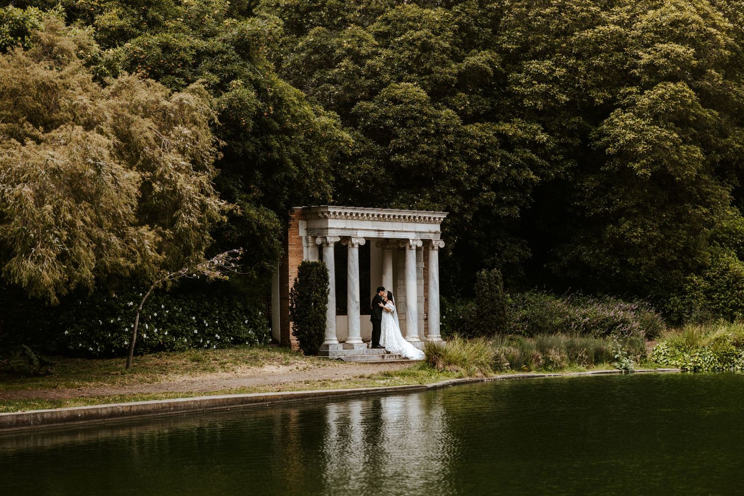 bride and groom at portals of the past in golden gate park during their san francisco elopement day