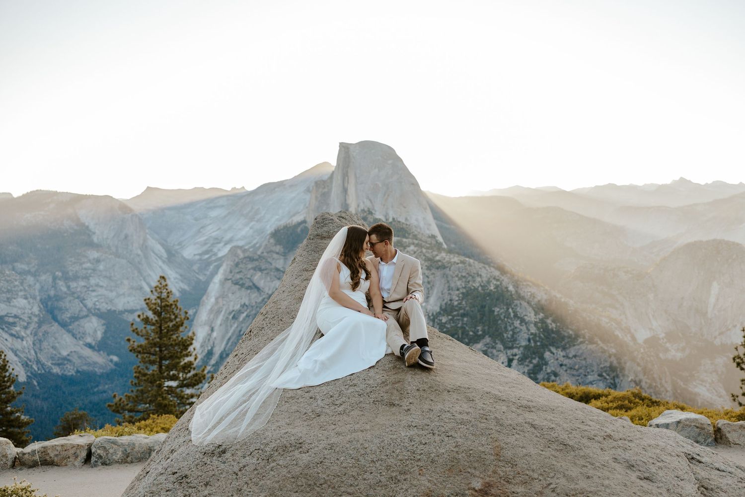 romantic yosemite elopement photographer at glacier point sunrise golden hour