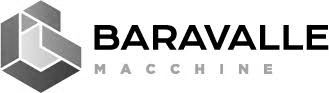 Grayscale Baravalle Macchine company logo featuring geometric shapes and text.