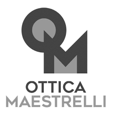 A row of black and white eyewear brand logos including Ottica and Maestrelli arranged horizontally.