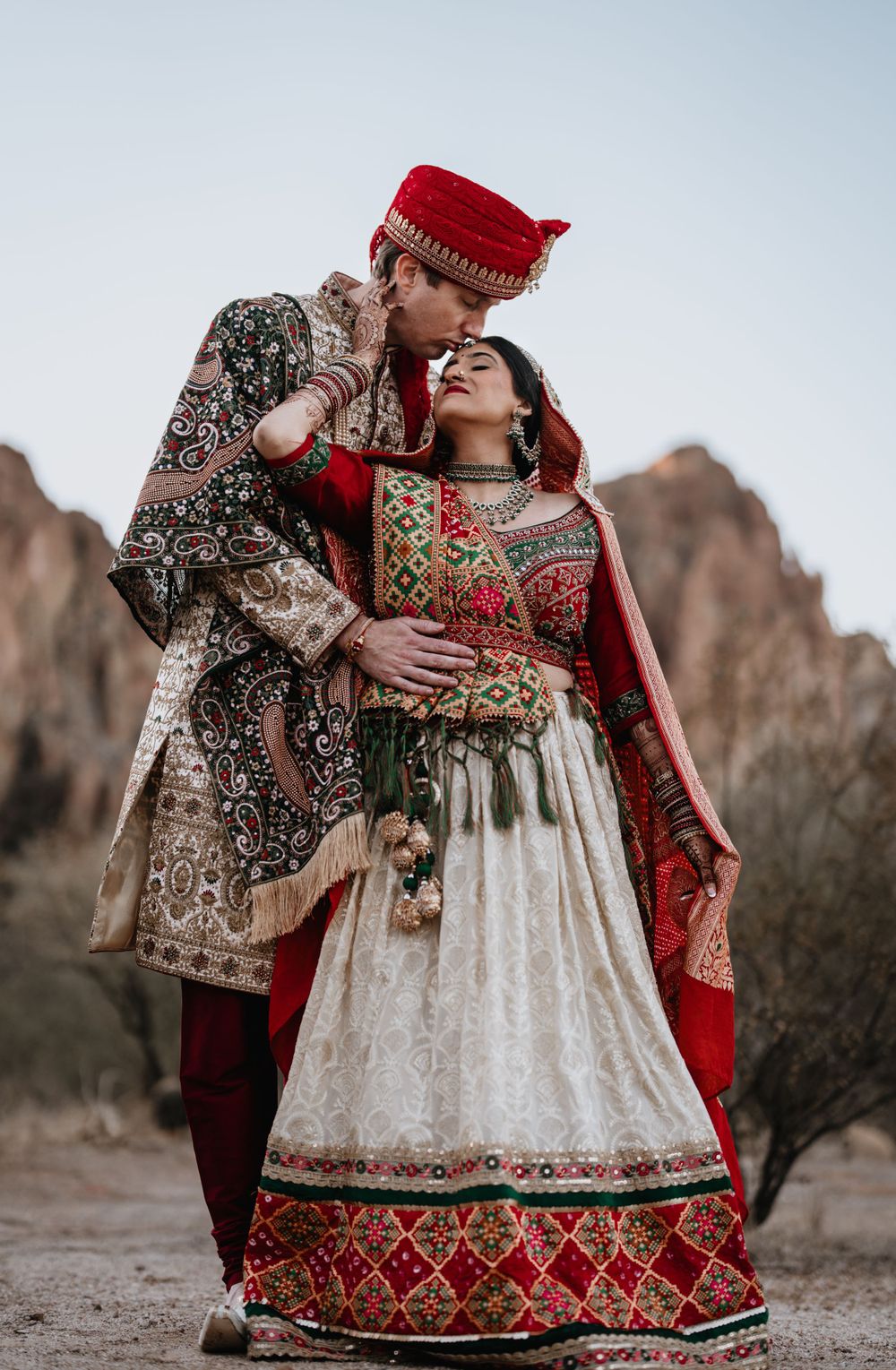 Hindu wedding bride in red and gold