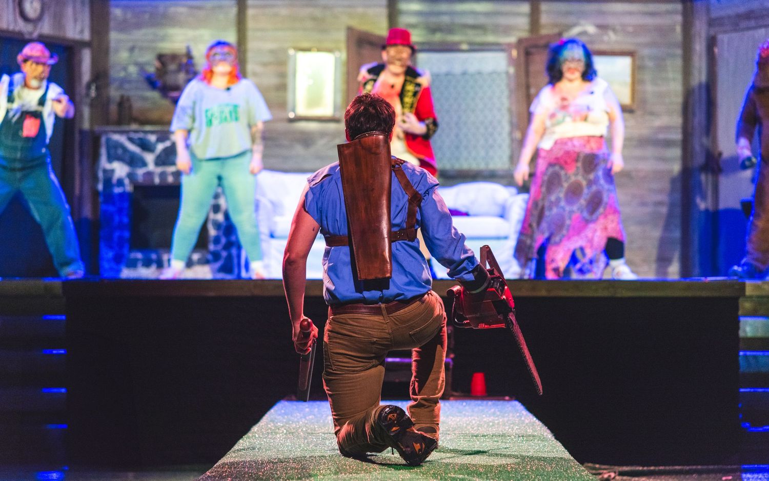 A photo from a production of Evil Dead the Musical.