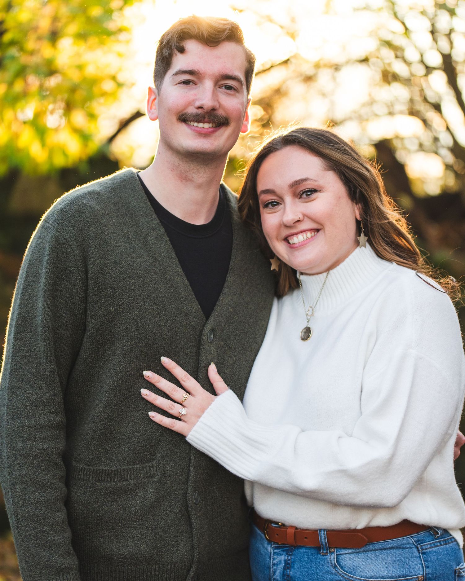 A newly engaged couple.
