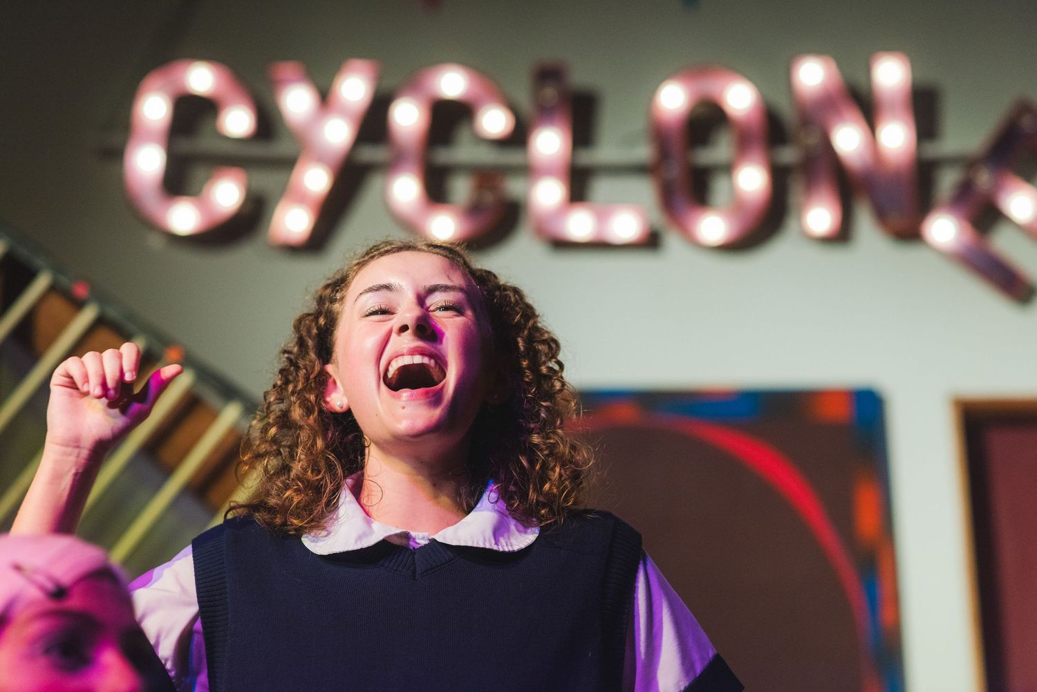 A photo from a production of Ride the Cyclone. The actress playing Ocean is featured.