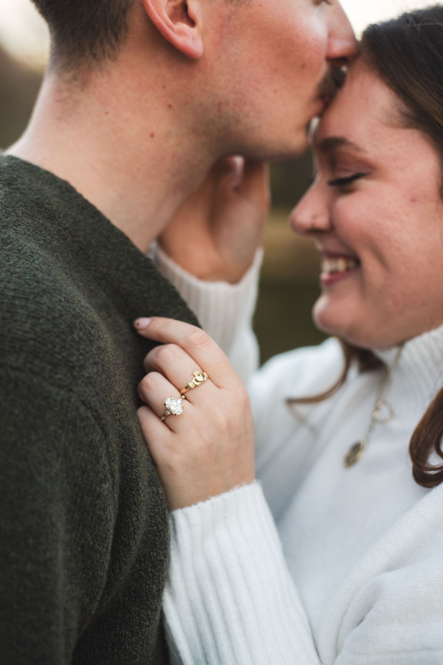 A newly engaged couple.