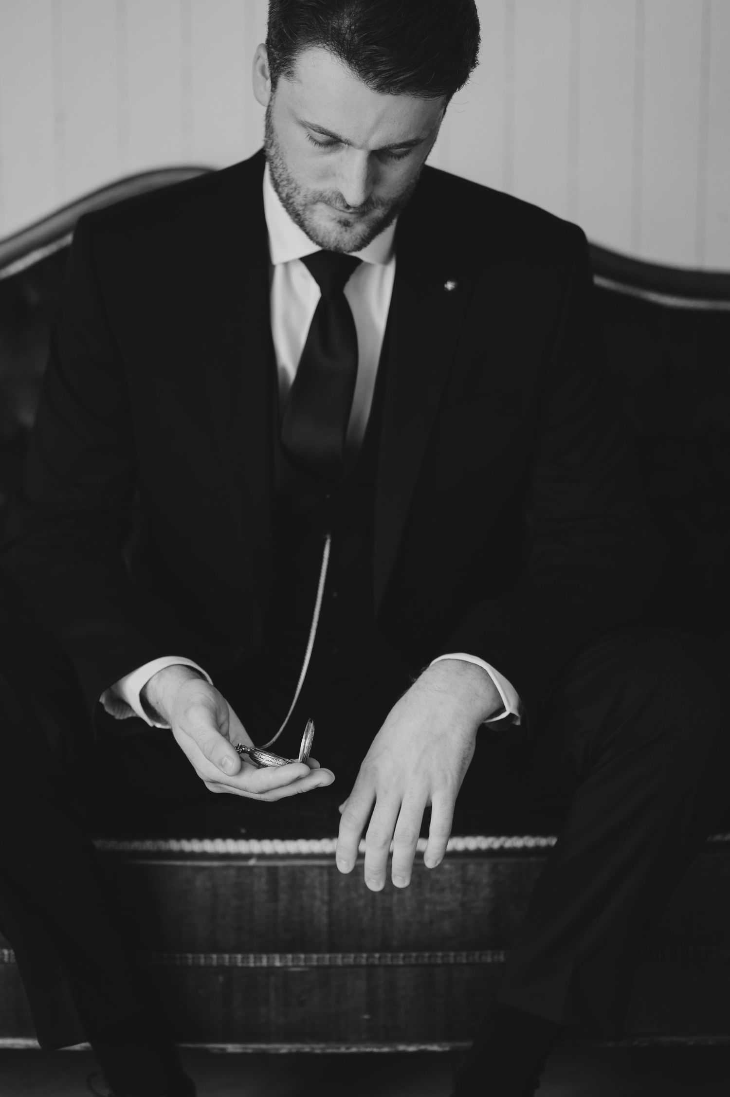 A black and white photo sequence shows hands playing a piano keyboard in progressive close-up shots.