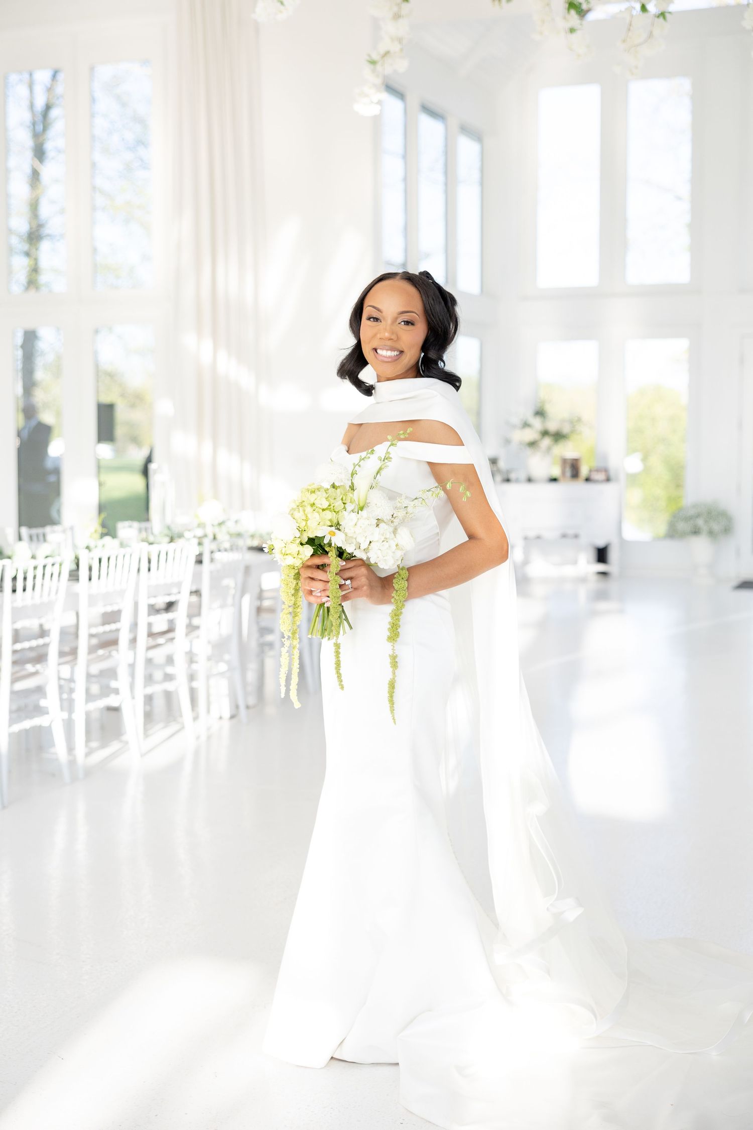 Light and airy wedding photos at The Glass House near Huntsville, Alabama capturing joyful, timeless moments of a bride and groom