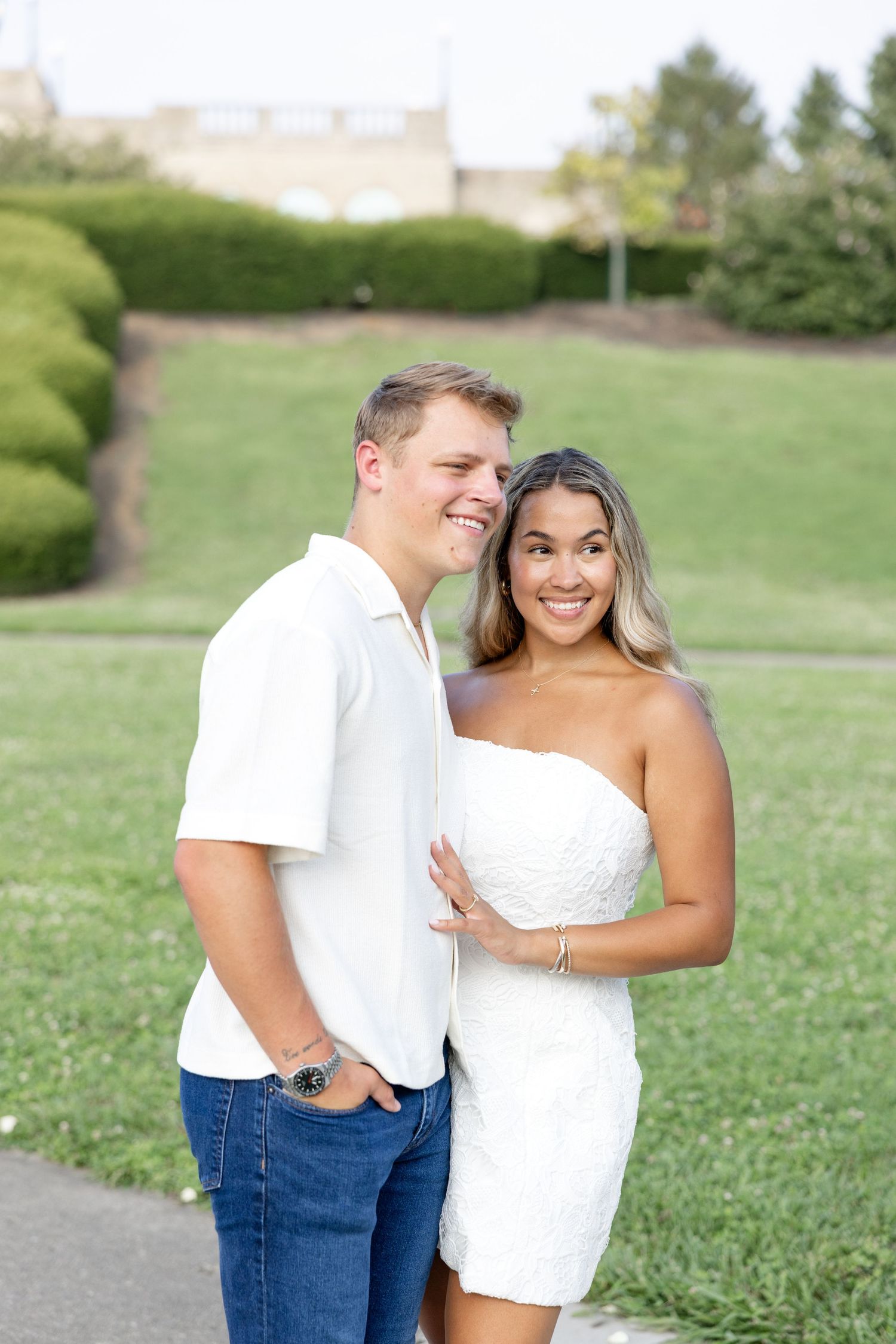 Timeless engagement photos at Ault Park by a Cincinnati wedding photographer.
