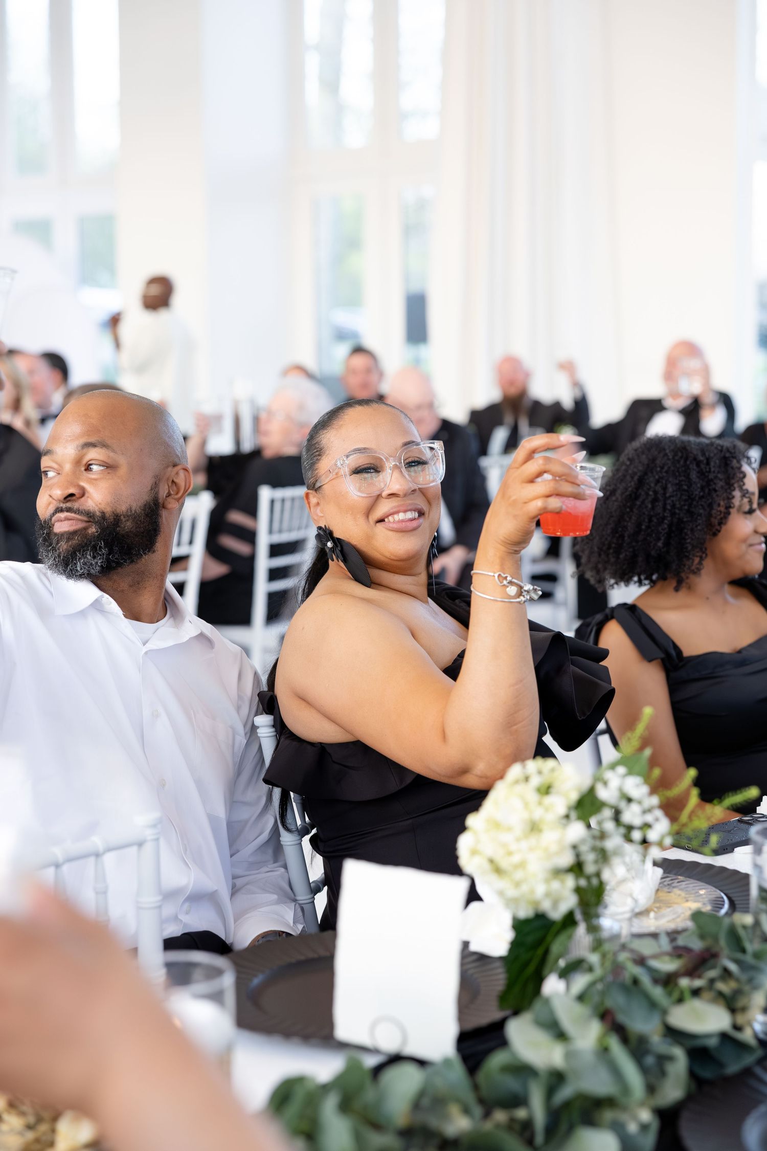Light and airy wedding photos at The Glass House near Huntsville, Alabama capturing joyful, timeless moments of a bride and groom