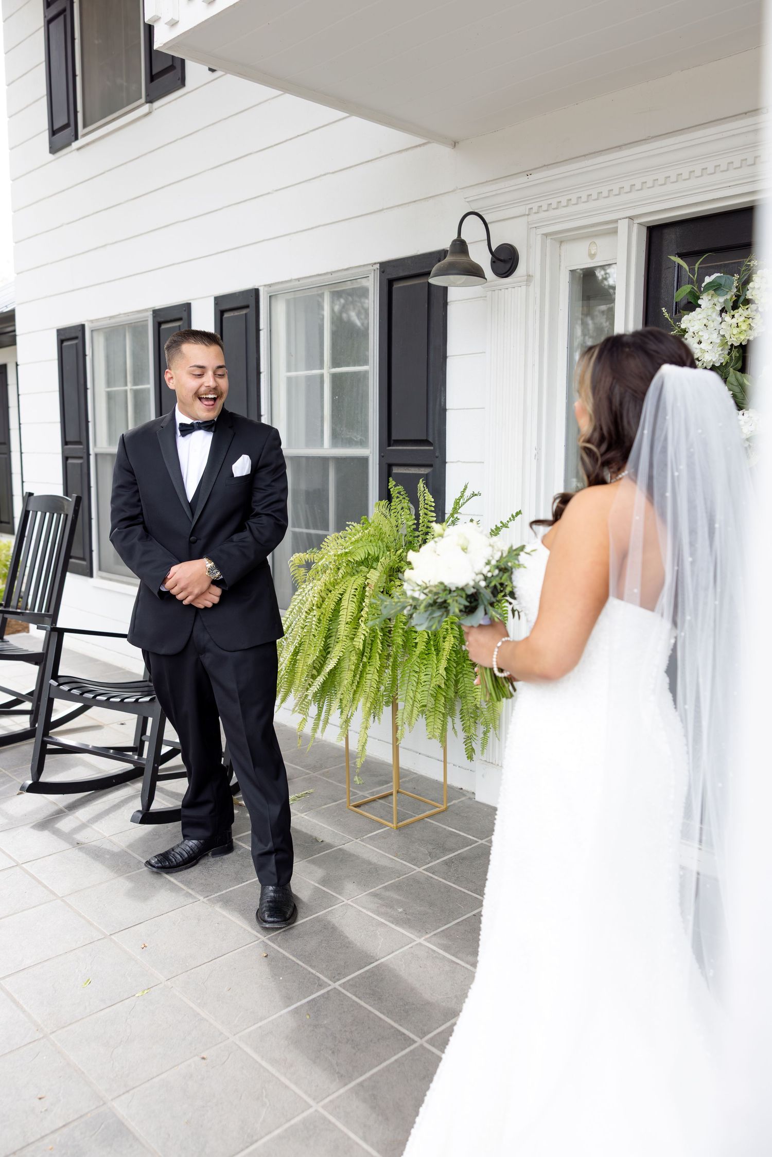 Elegant wedding at The Upton House in Guntersville, Alabama featuring a joyful bride and groom and timeless southern elegance.