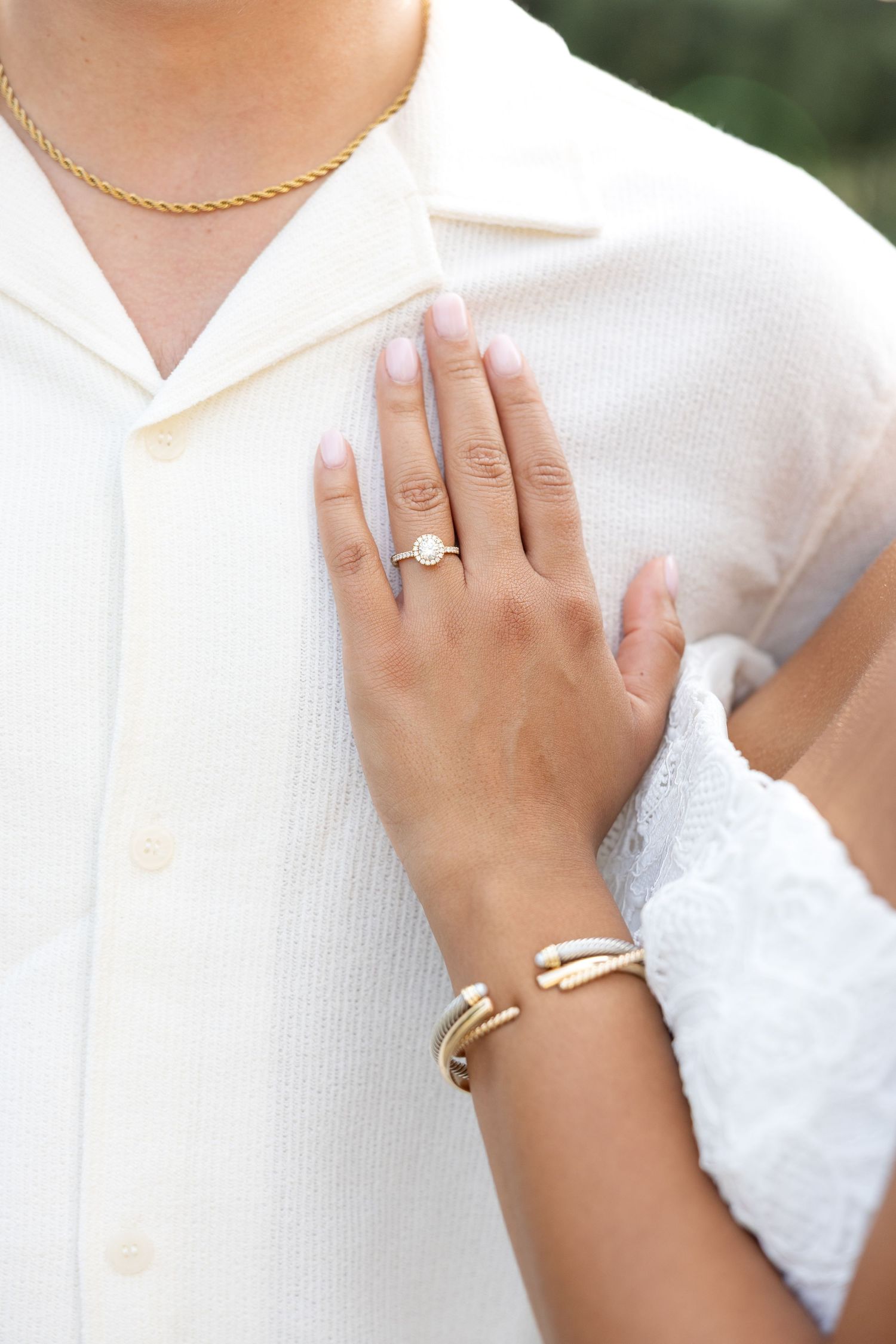 Romantic Ault Park engagement photos in Cincinnati, Ohio by Julia & Sean Photography, capturing a joyful couple during a golden hour engagem