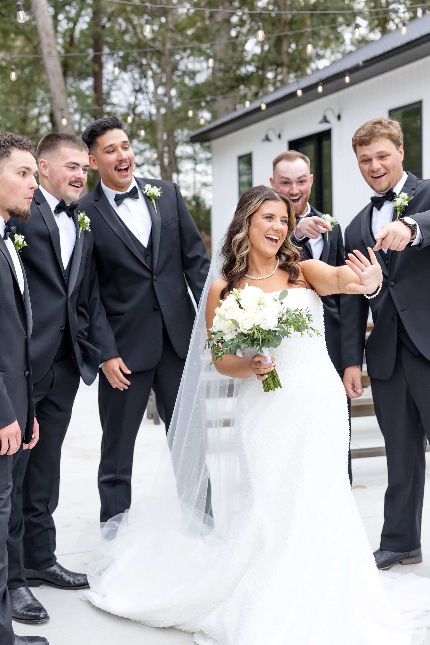 Elegant wedding at The Upton House in Guntersville, Alabama featuring a joyful bride and groom and timeless southern elegance.