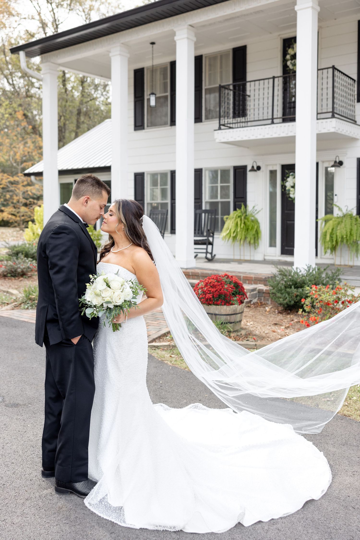 Elegant wedding at The Upton House in Guntersville, Alabama featuring a joyful bride and groom and timeless southern elegance.