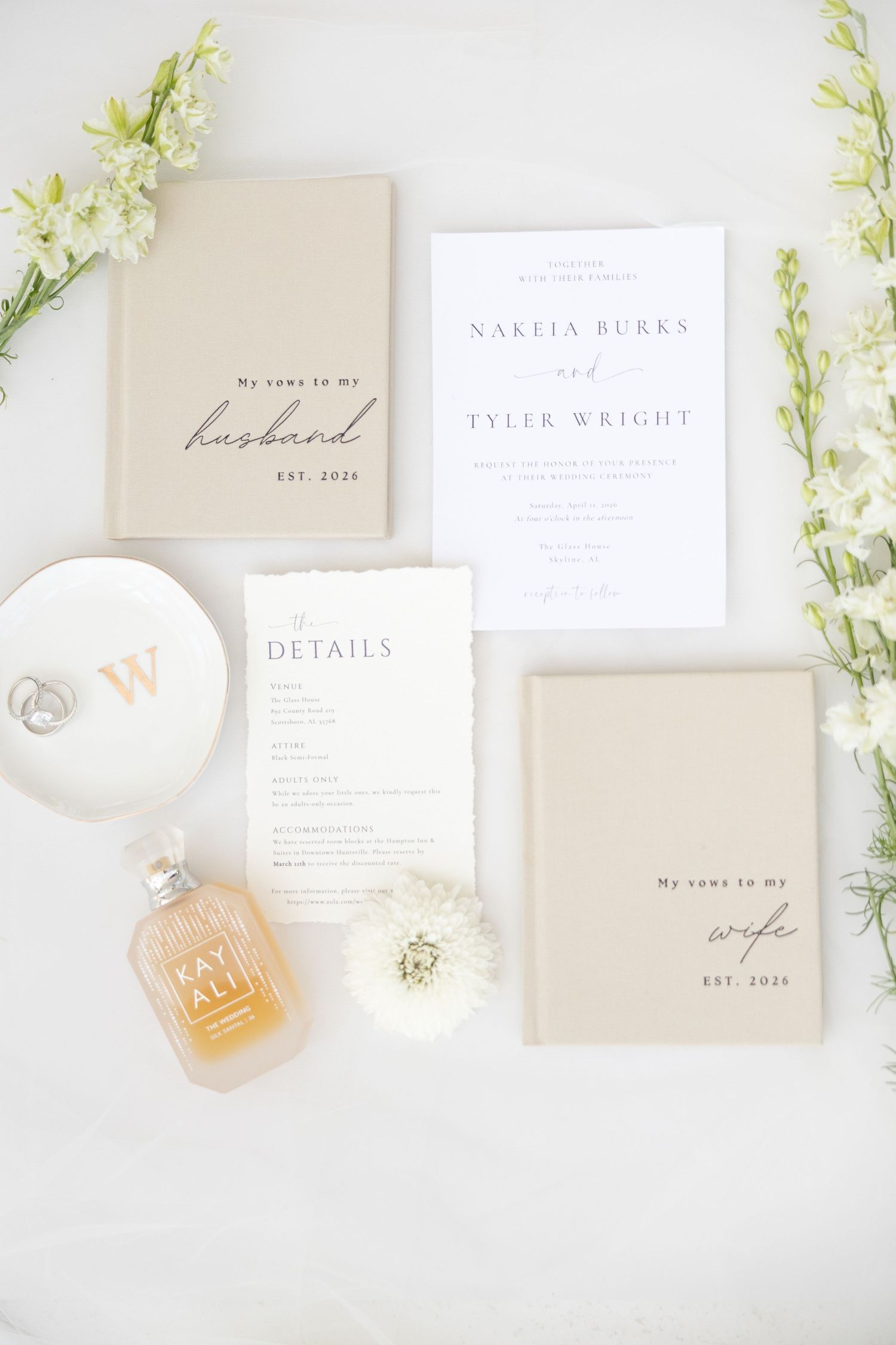 Light and airy wedding photos at The Glass House near Huntsville, Alabama capturing joyful, timeless moments of a bride and groom