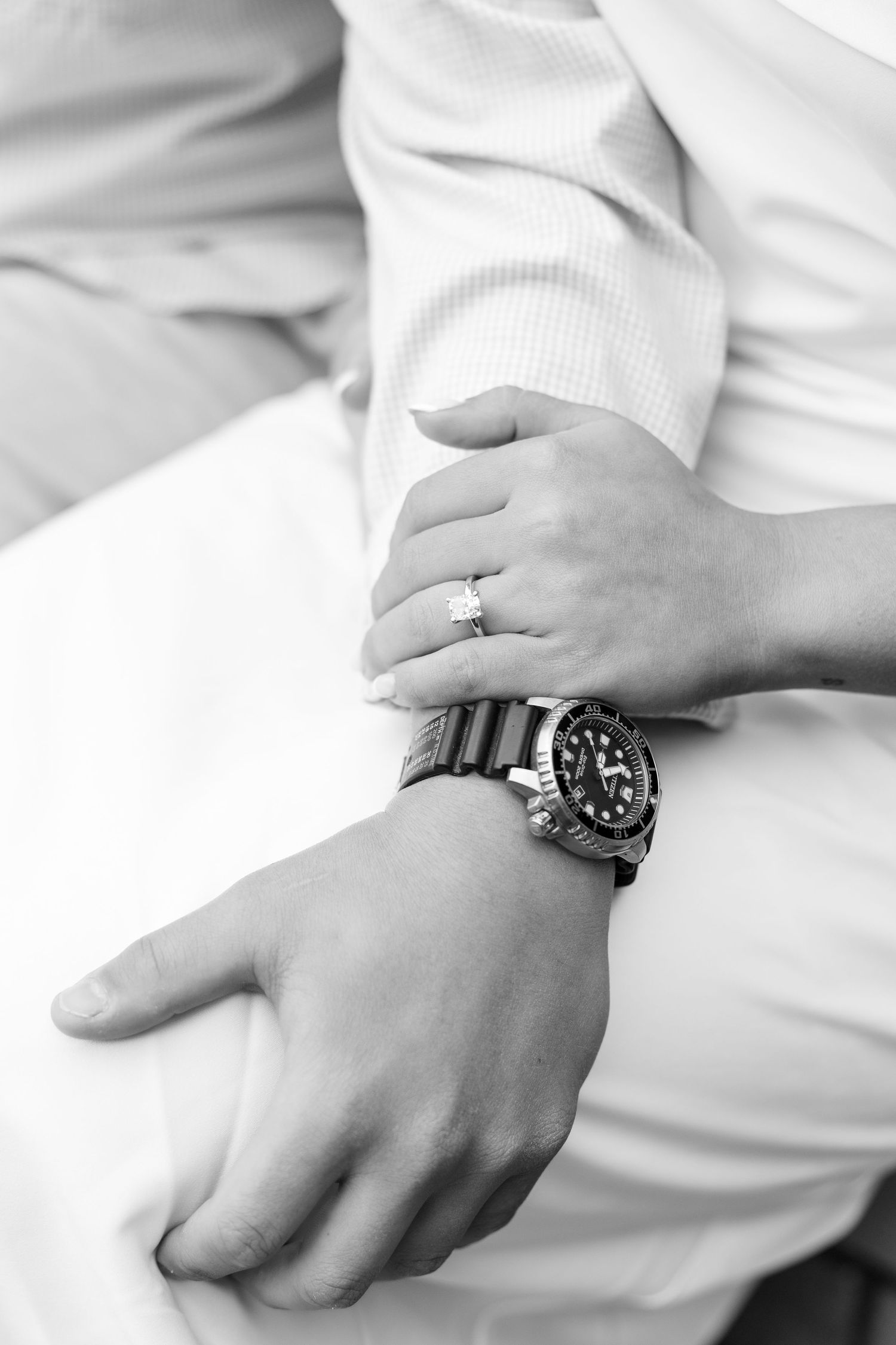 Downtown Huntsville engagement session at First National Bank and Big Spring Park by Julia and Sean Photography, capturing joyful moments.
