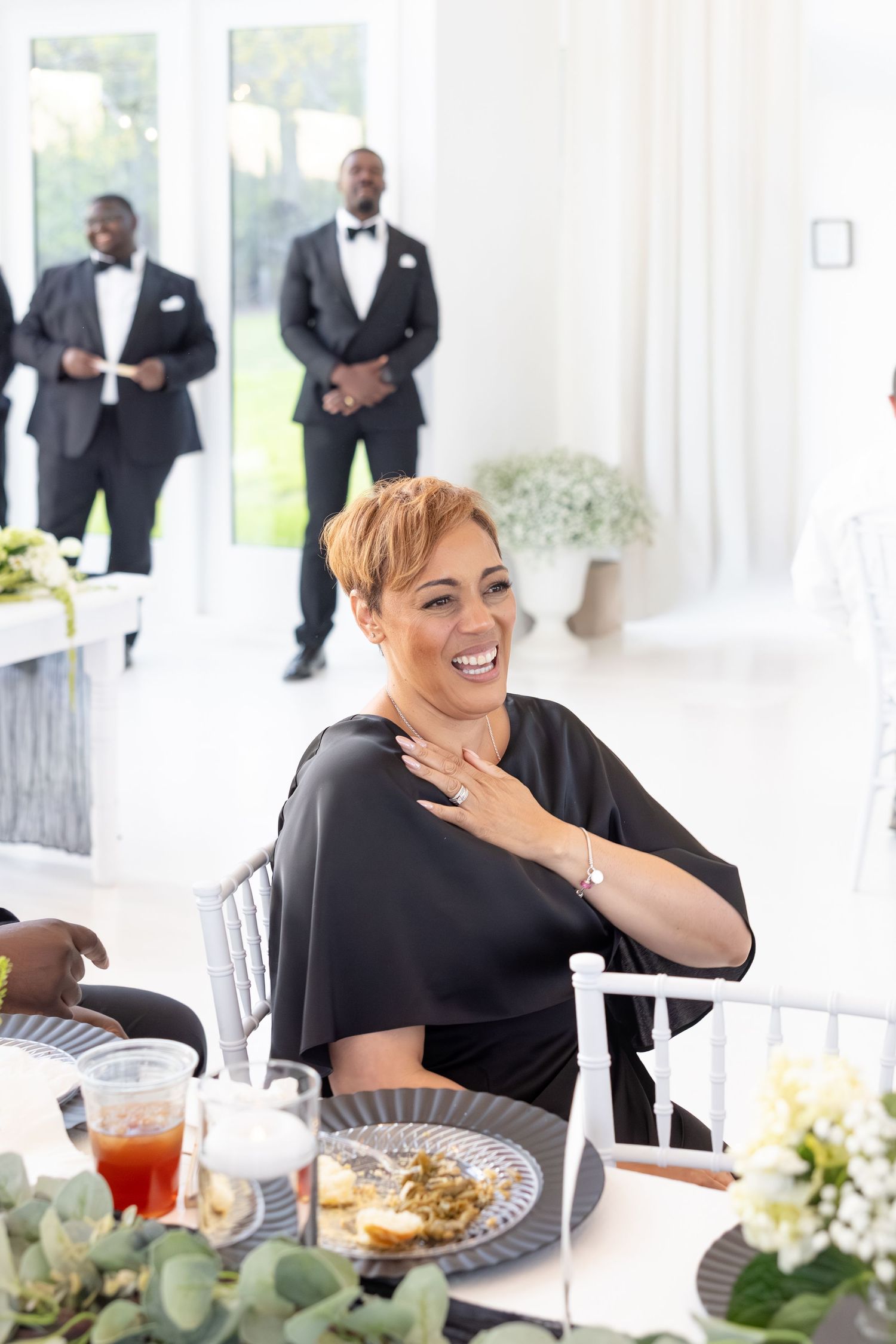 Light and airy wedding photos at The Glass House near Huntsville, Alabama capturing joyful, timeless moments of a bride and groom