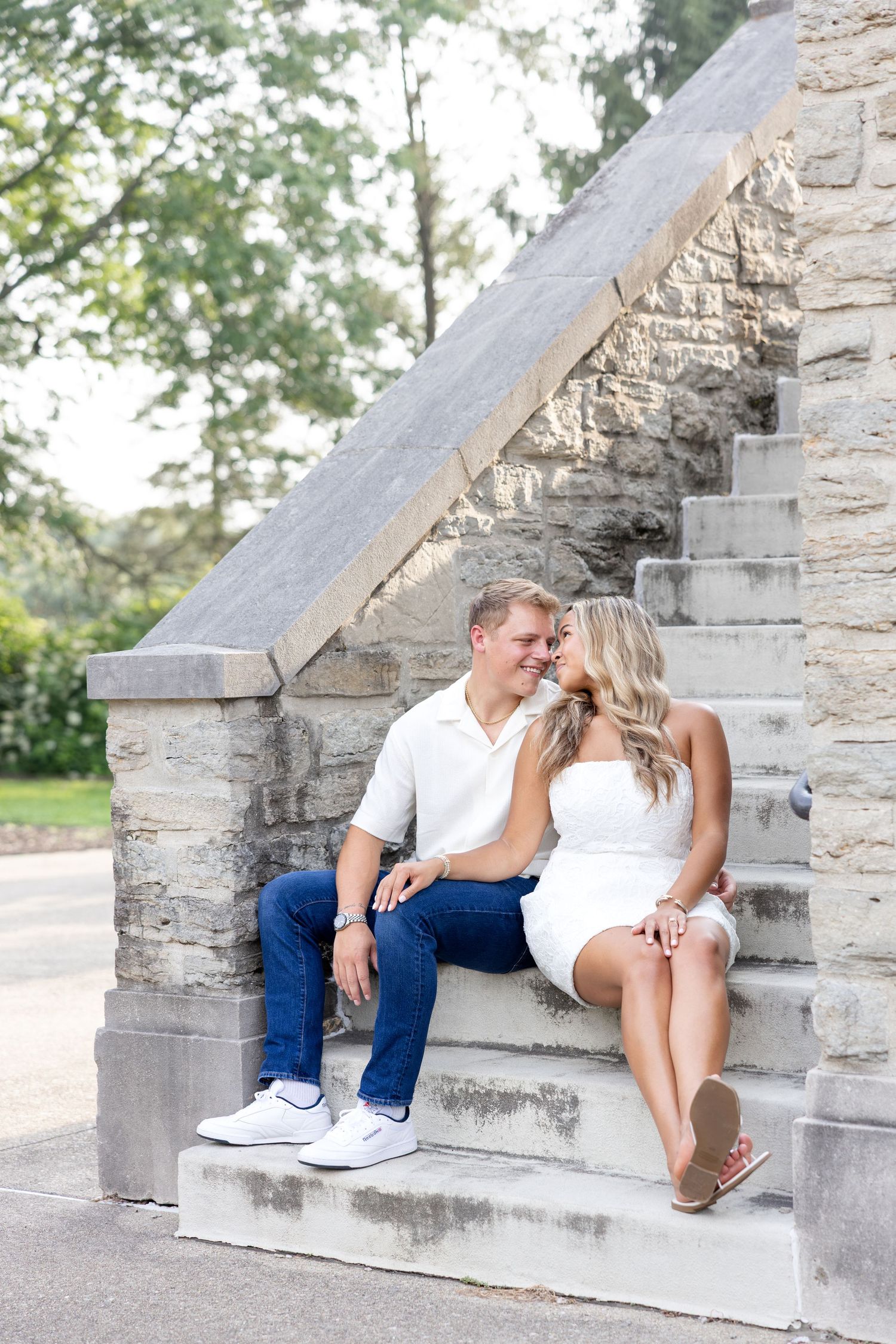 Timeless engagement photos at Ault Park by a Cincinnati wedding photographer.