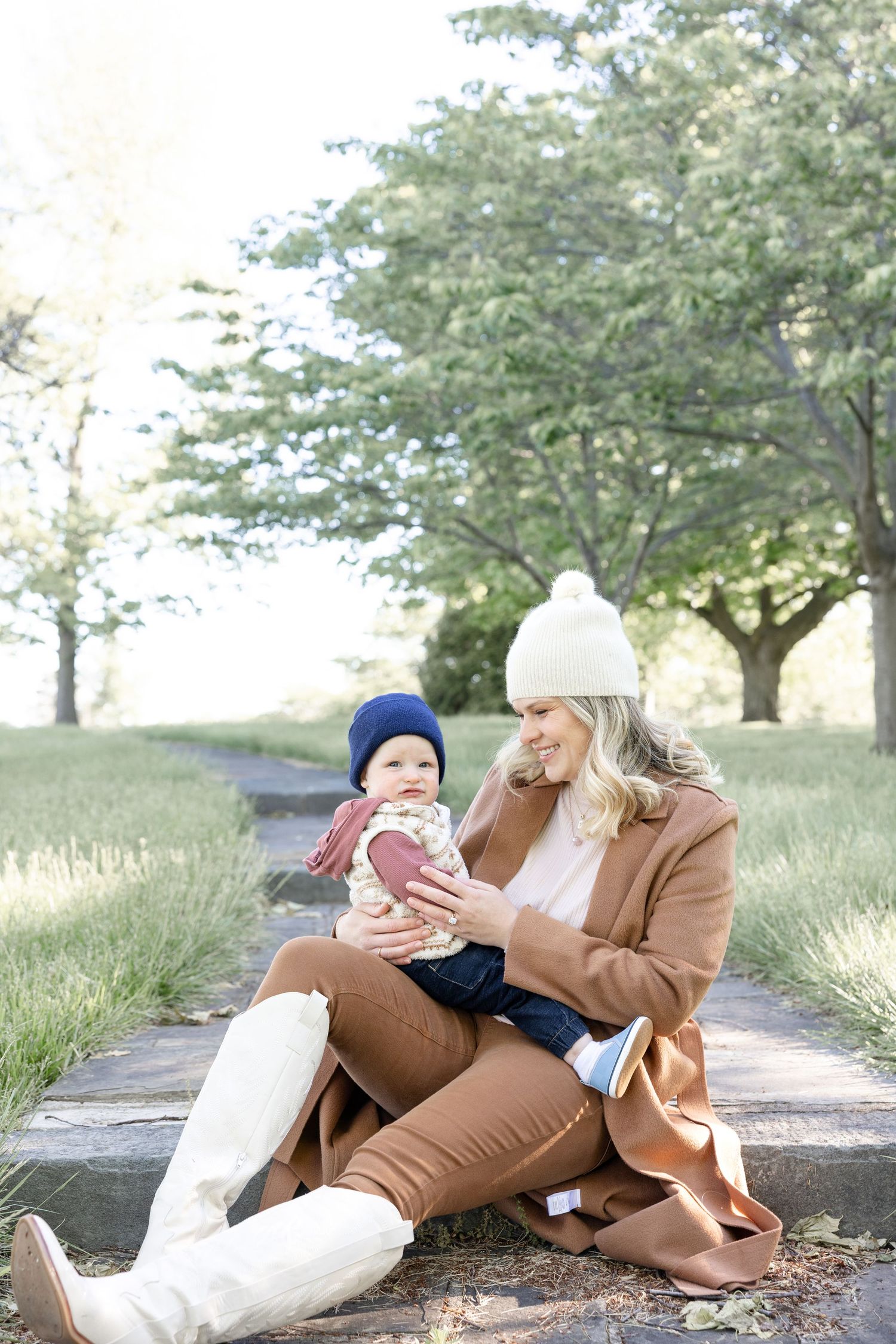 Joyful motherhood photos at Carillon Park in Dayton Ohio captured by Julia and Sean Photography during a soft spring day