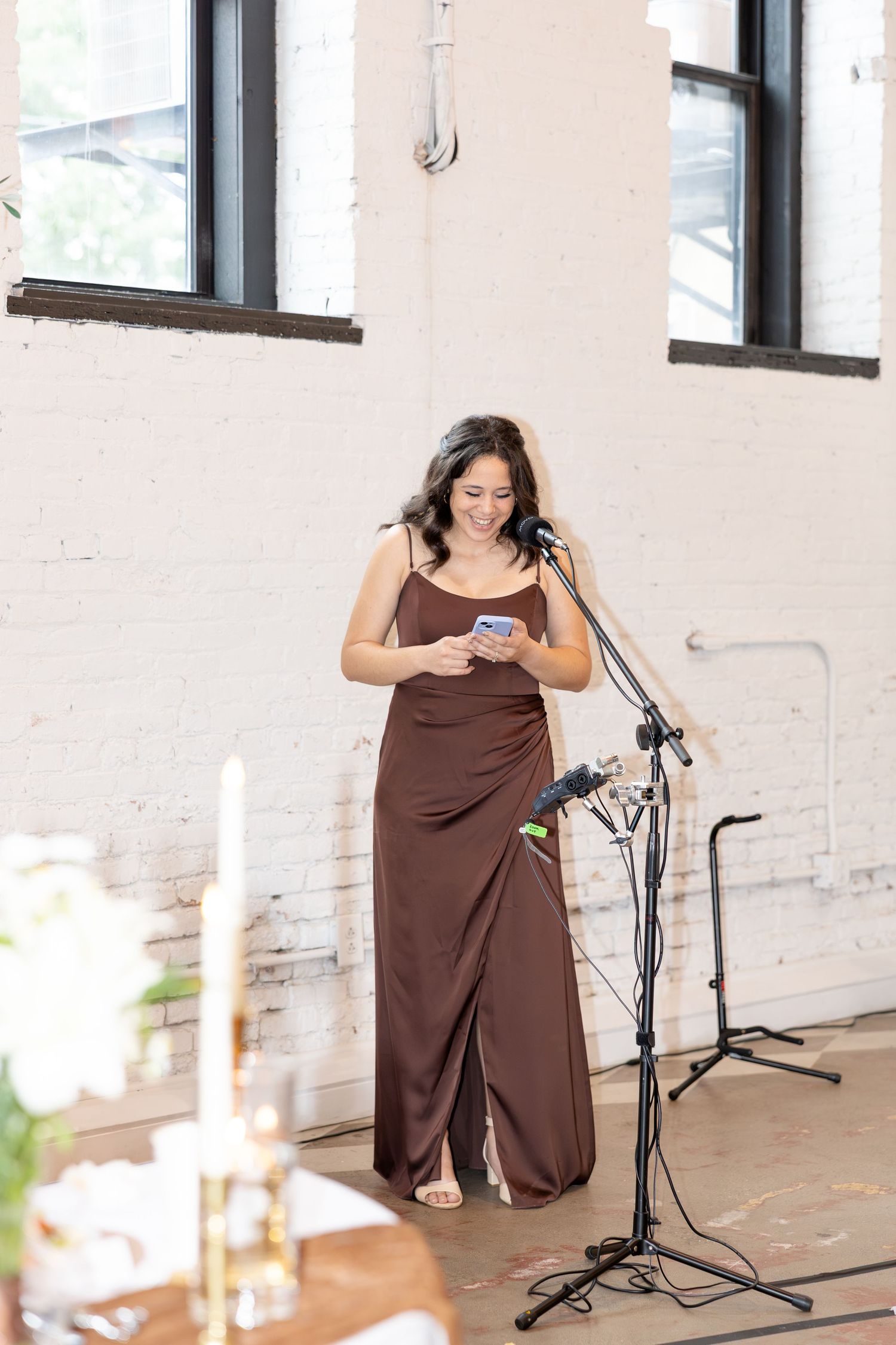 Wedding reception at Flat 51 in downtown Columbus, Ohio, featuring elegant reception details, heartfelt moments, and joyful celebration.