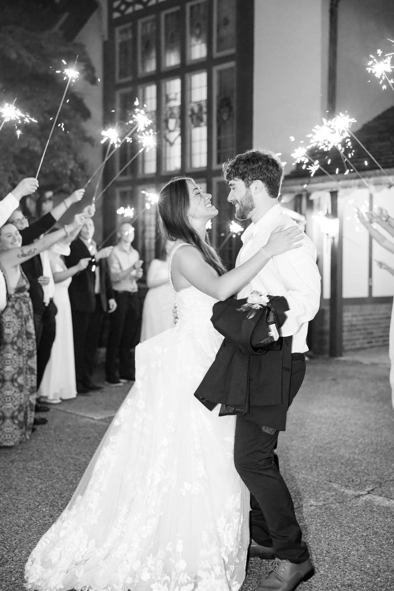 Sparkler Send Off at The Beverly Mansion in Marengo, Ohio captured by Dayton wedding photographers Julia & Sean Photography.