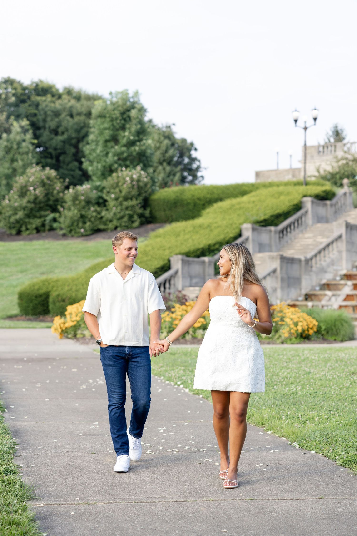 Timeless engagement photos at Ault Park by a Cincinnati wedding photographer.