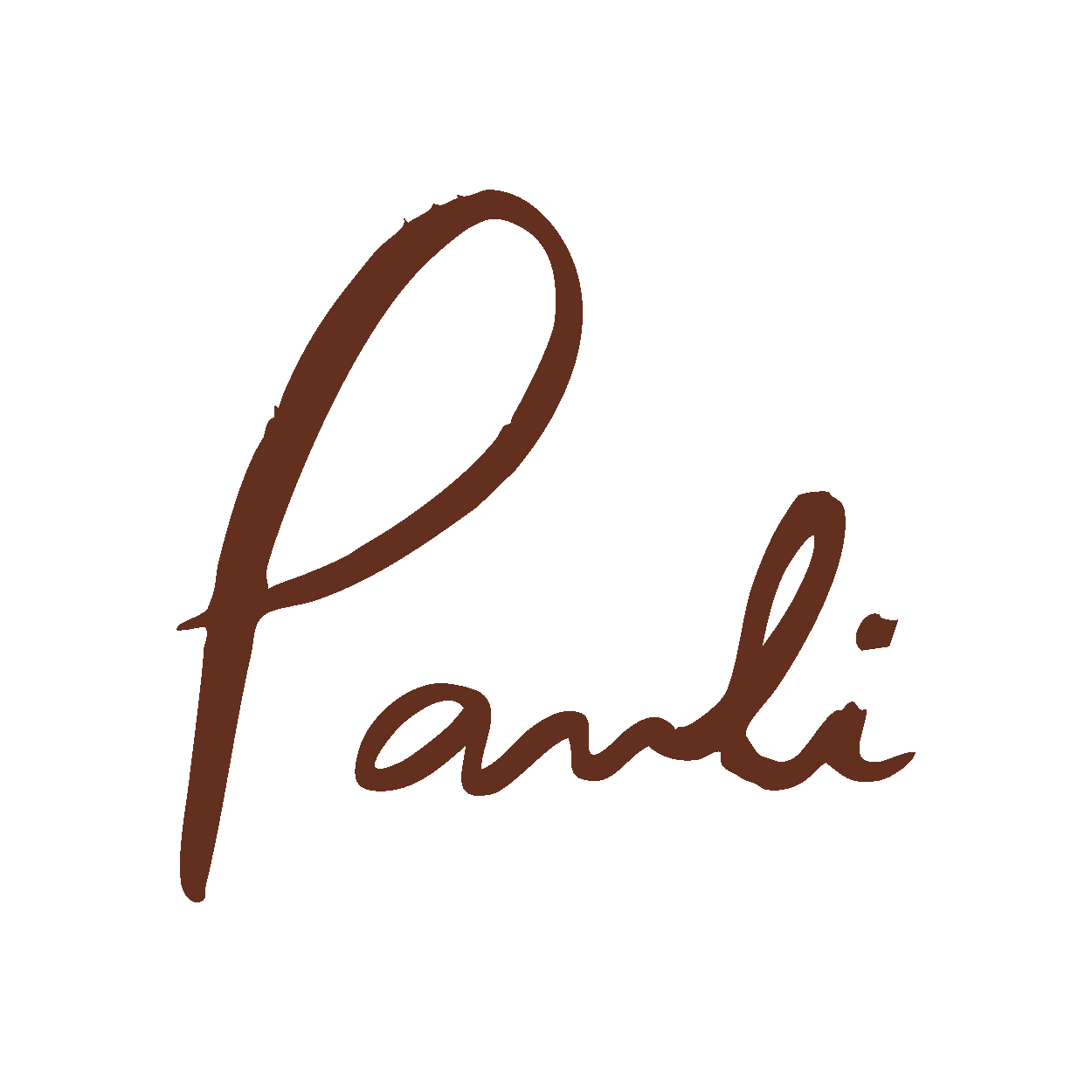 A cursive handwritten signature in brown ink on a white background.